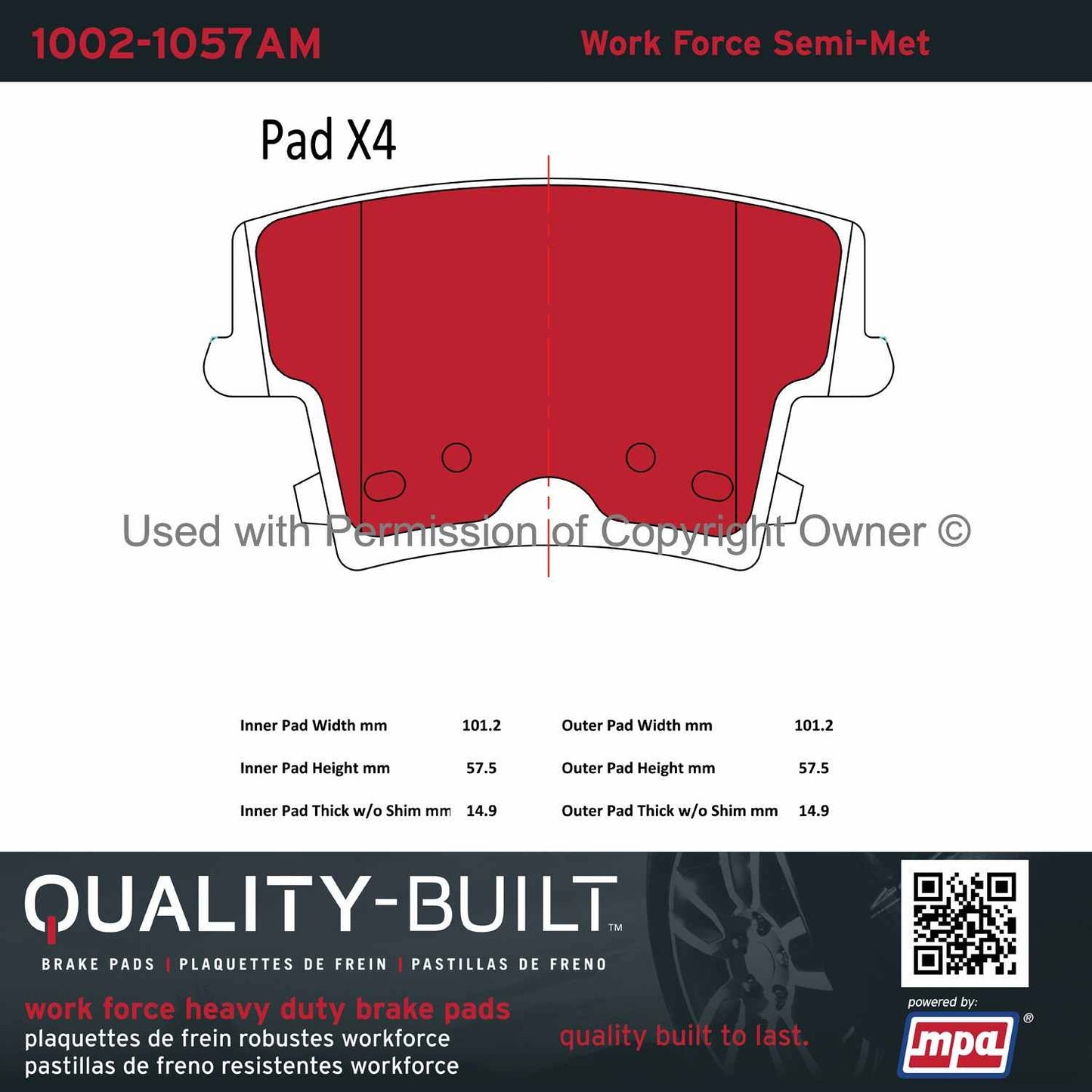 Other View of Rear Disc Brake Pad Set MPA 1002-1057AM