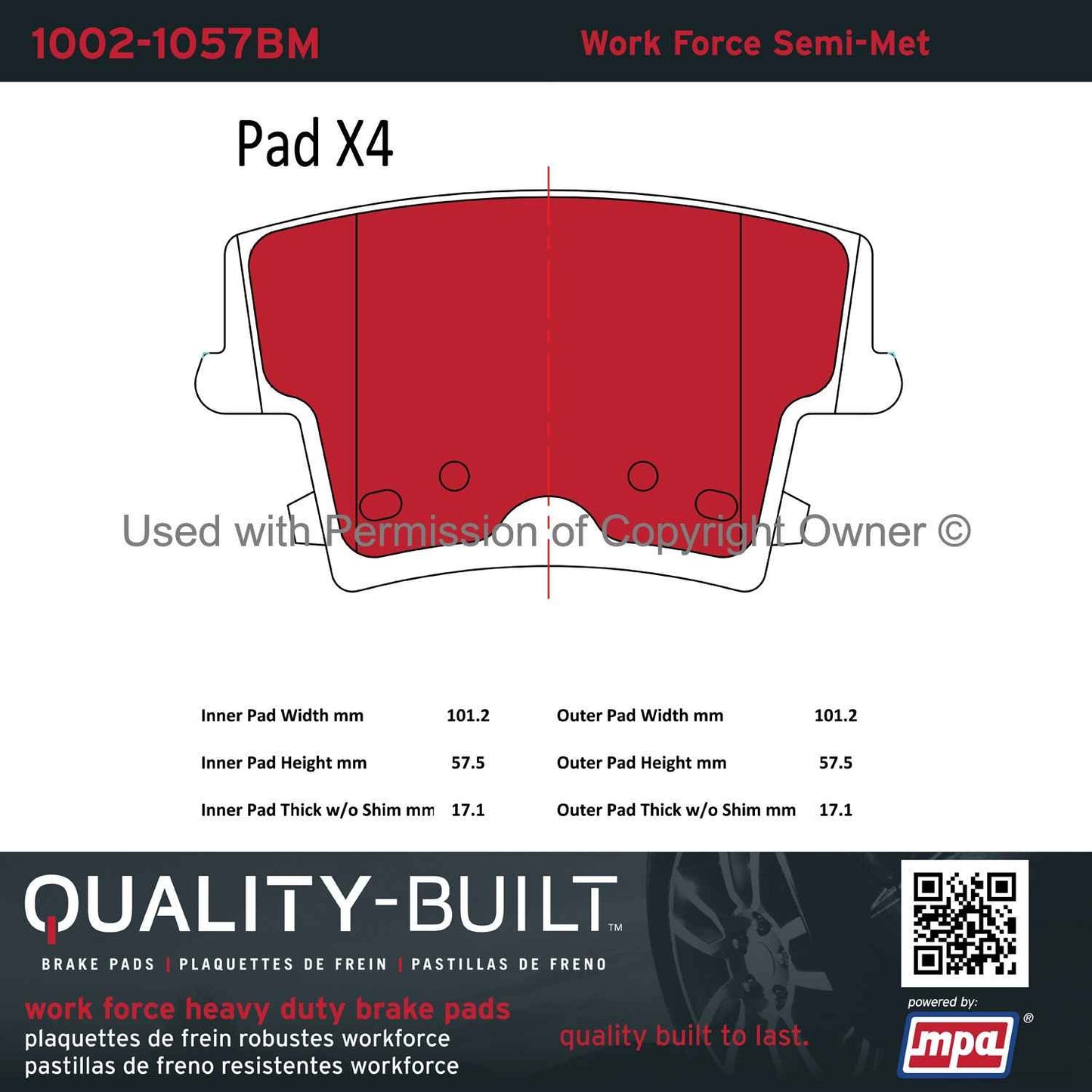 Other View of Rear Disc Brake Pad Set MPA 1002-1057BM