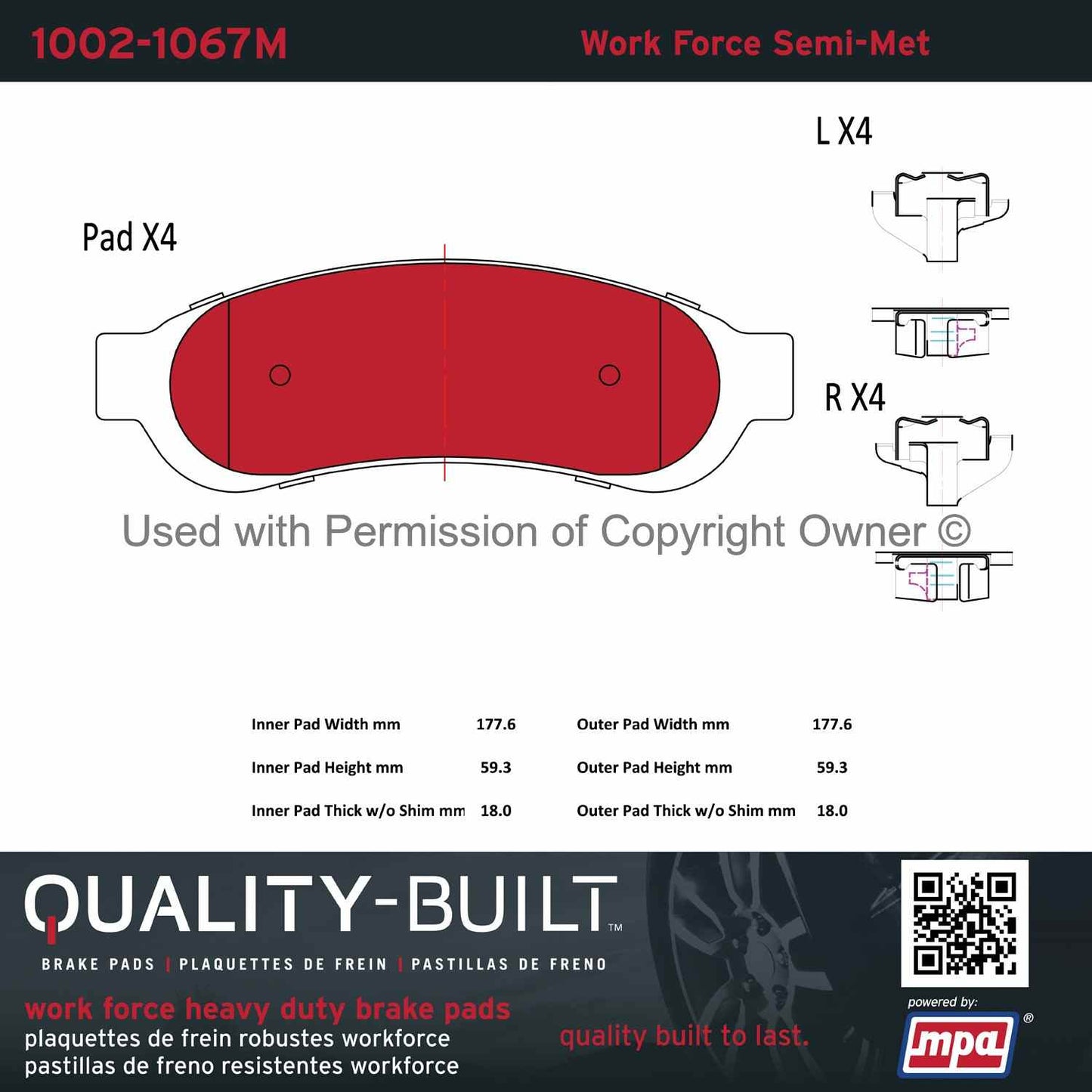 Other View of Rear Disc Brake Pad Set MPA 1002-1067M