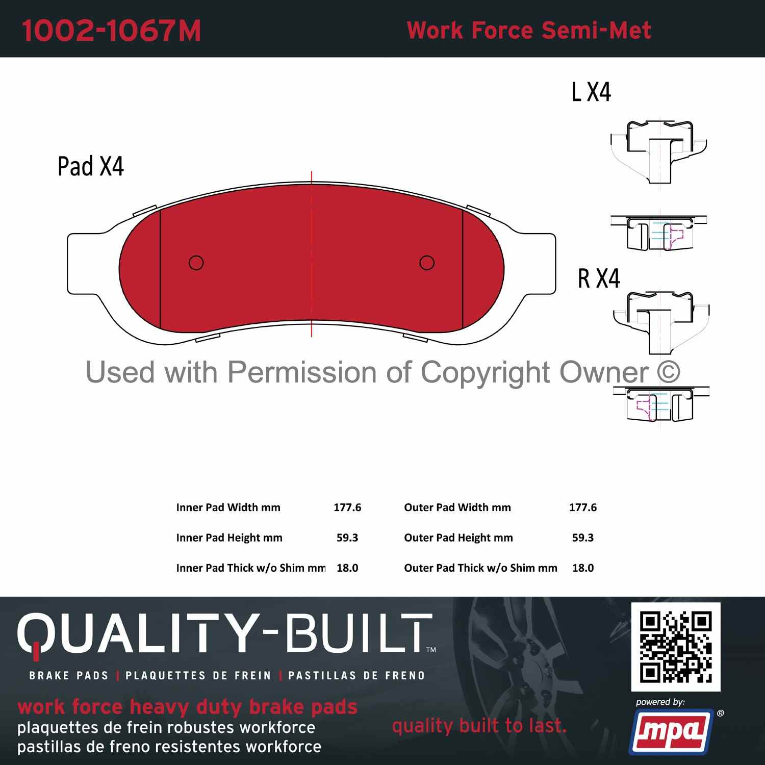 Other View of Rear Disc Brake Pad Set MPA 1002-1067M