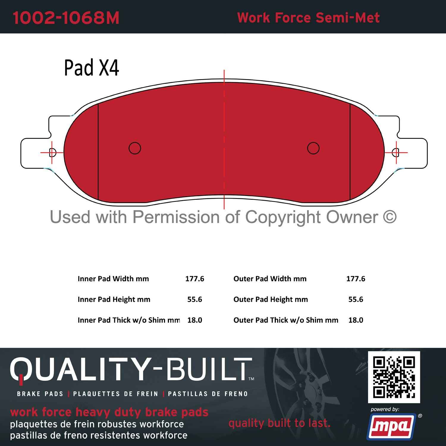 Other View of Rear Disc Brake Pad Set MPA 1002-1068M