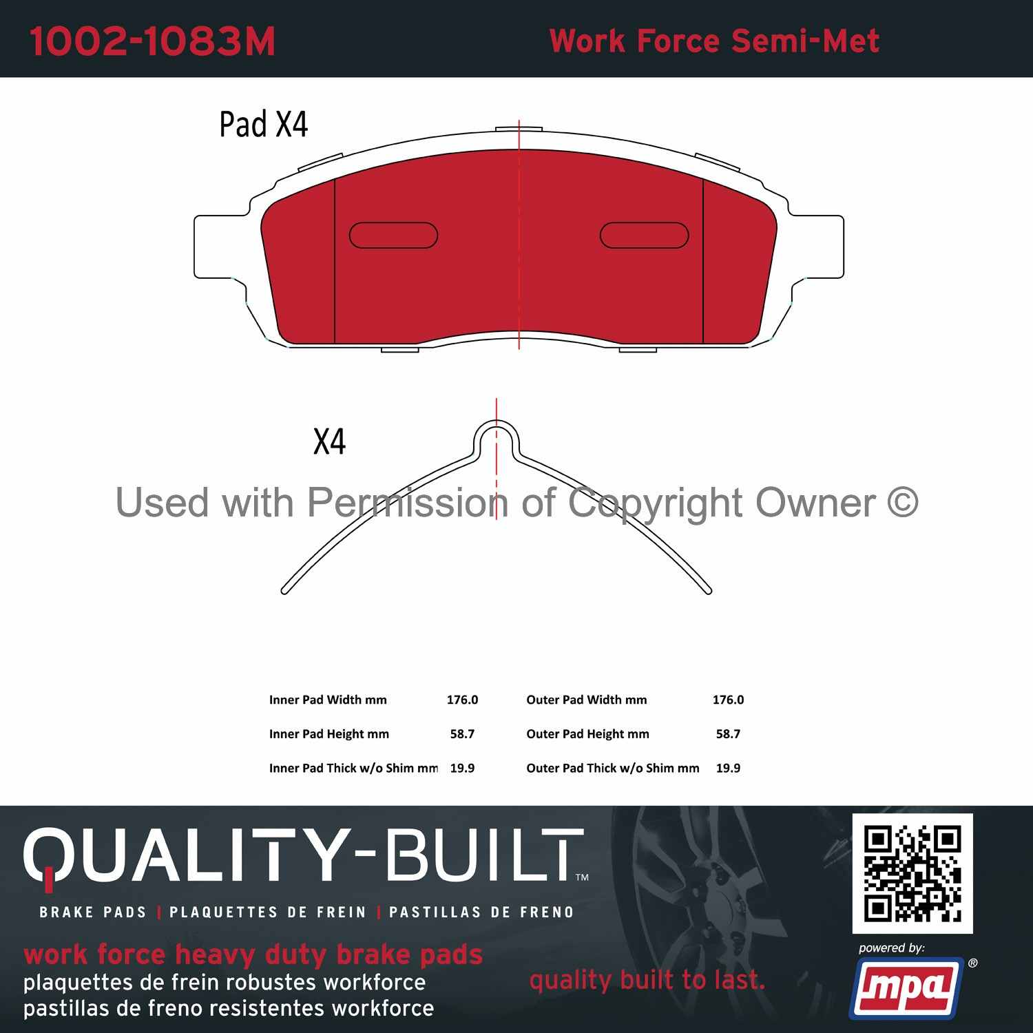 Other View of Front Disc Brake Pad Set MPA 1002-1083M