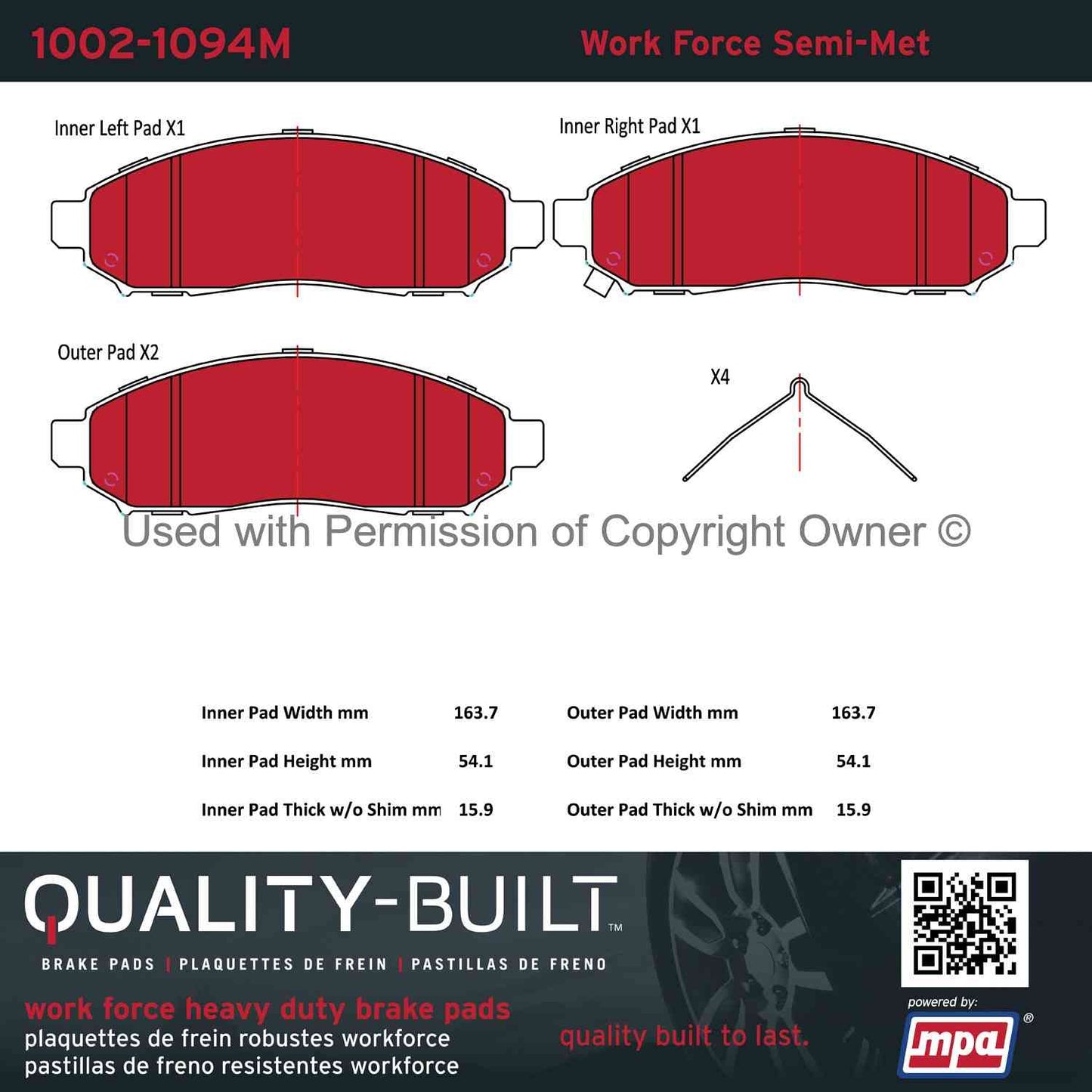 Other View of Front Disc Brake Pad Set MPA 1002-1094M