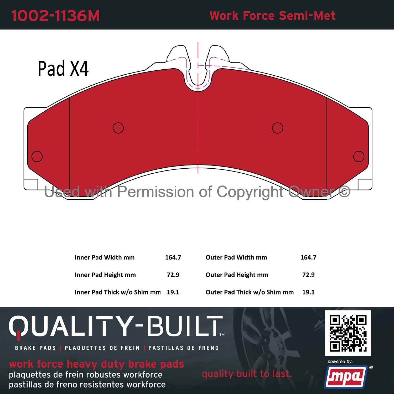 Other View of Front Disc Brake Pad Set MPA 1002-1136M