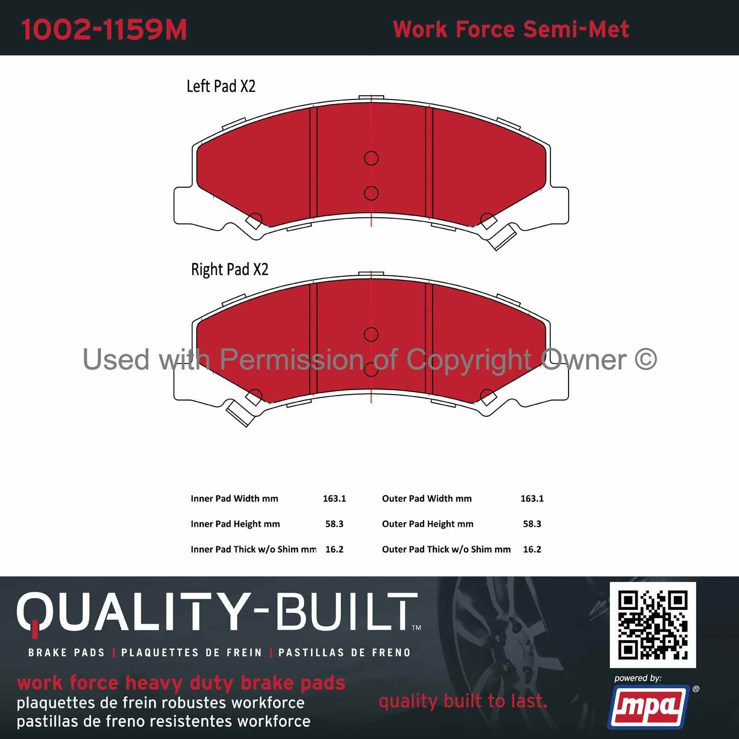 Other View of Front Disc Brake Pad Set MPA 1002-1159M