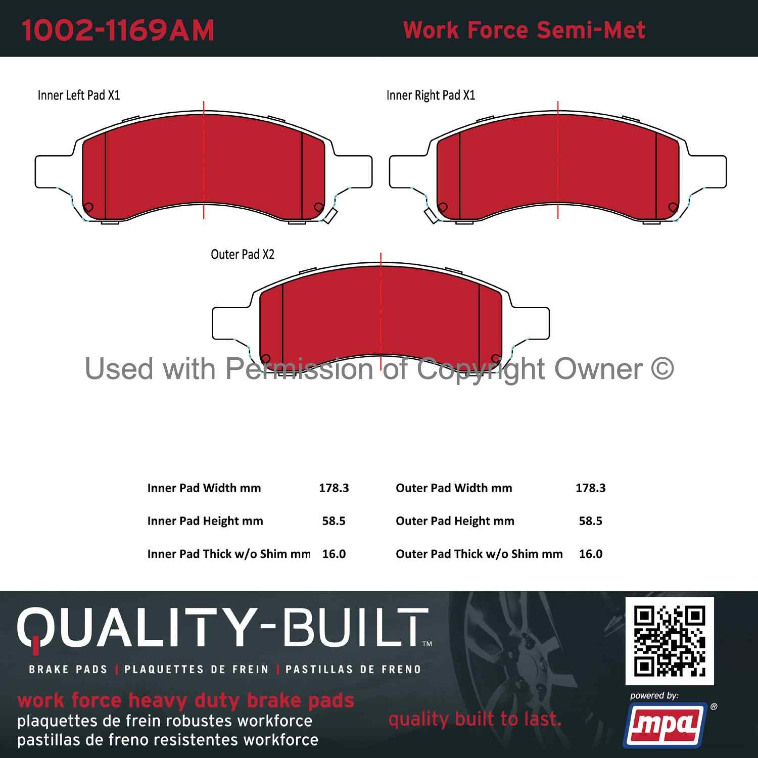 Other View of Front Disc Brake Pad Set MPA 1002-1169AM