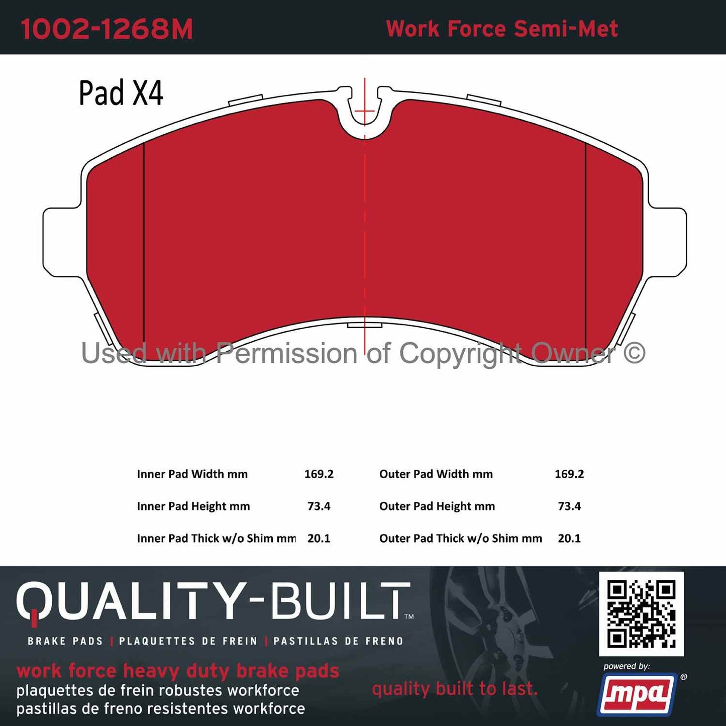 Other View of Front Disc Brake Pad Set MPA 1002-1268M