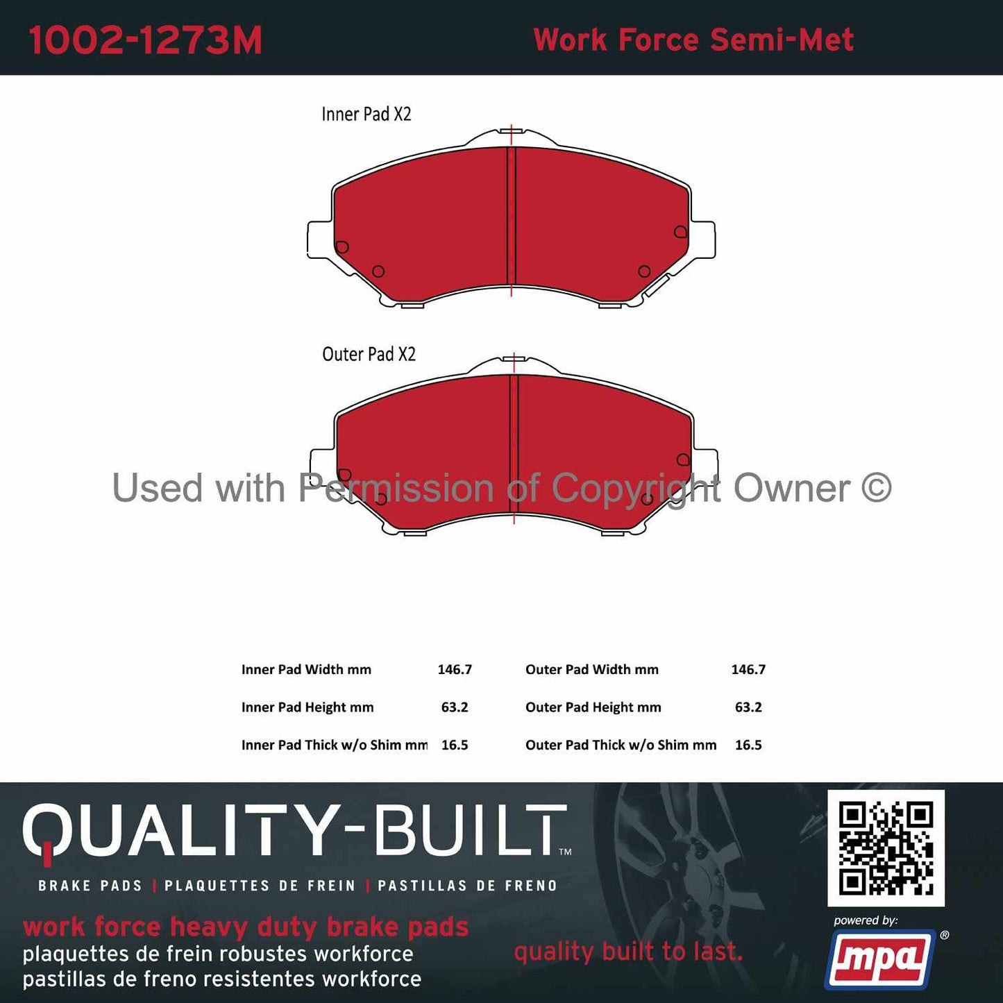 Other View of Front Disc Brake Pad Set MPA 1002-1273M