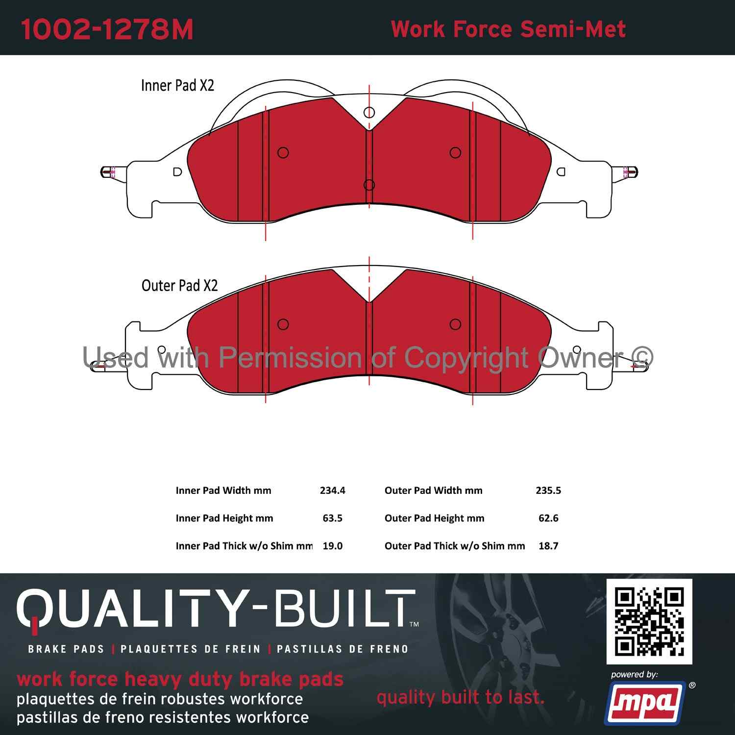 Other View of Front Disc Brake Pad Set MPA 1002-1278M