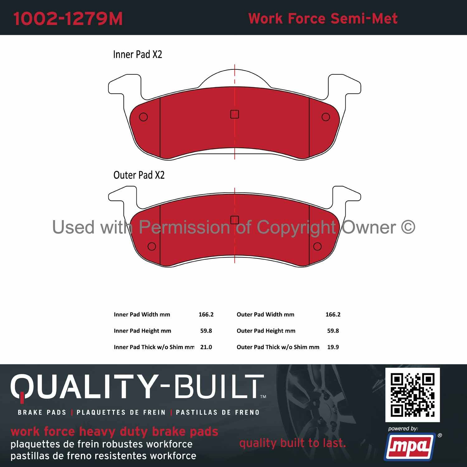 Other View of Rear Disc Brake Pad Set MPA 1002-1279M