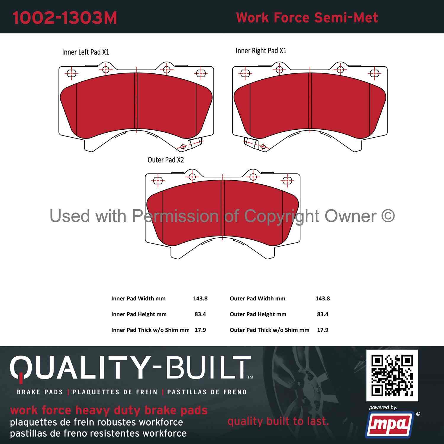 Other View of Front Disc Brake Pad Set MPA 1002-1303M