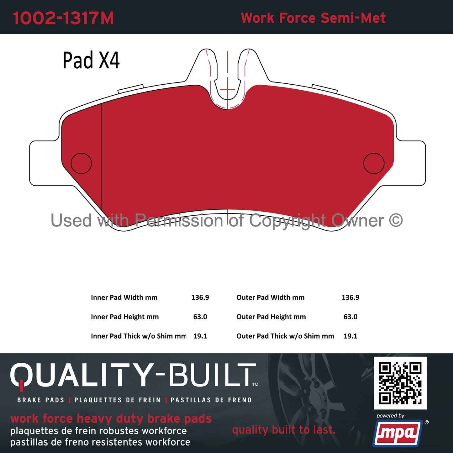 Other View of Rear Disc Brake Pad Set MPA 1002-1317M