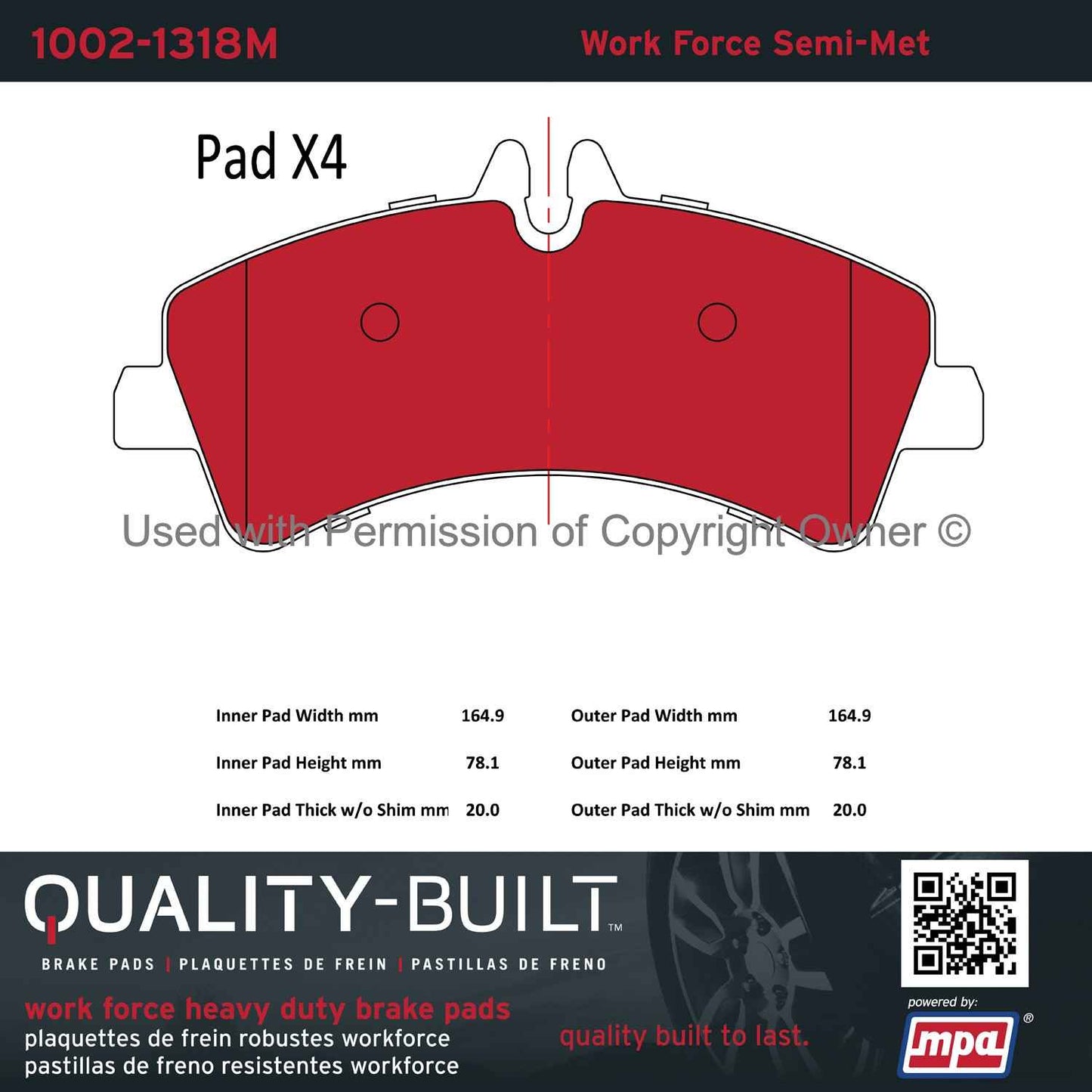 Other View of Rear Disc Brake Pad Set MPA 1002-1318M