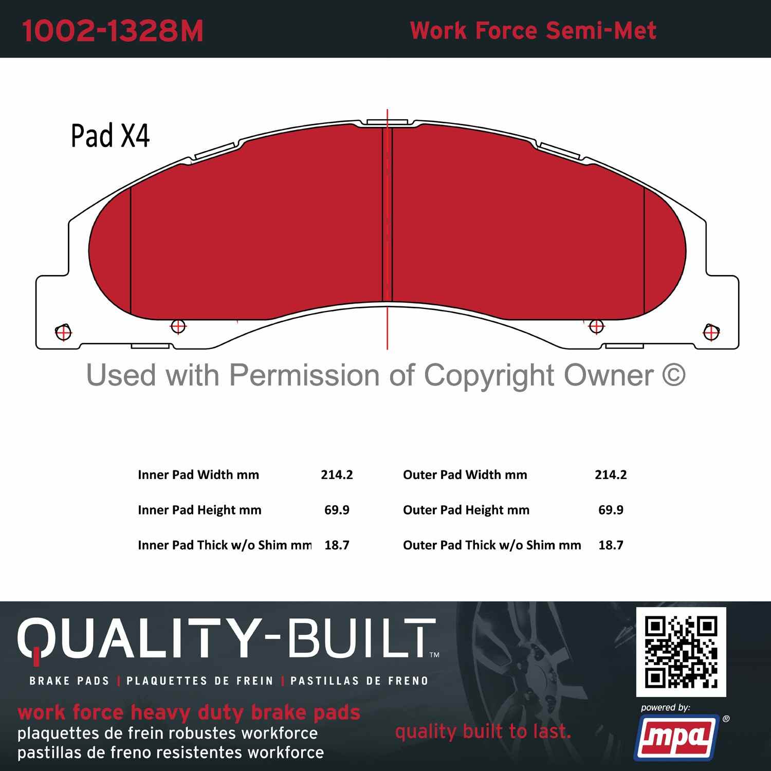 Other View of Front Disc Brake Pad Set MPA 1002-1328M