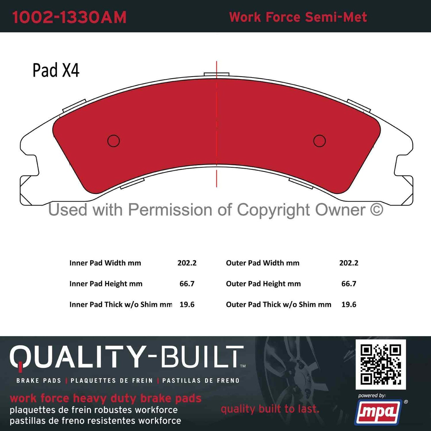 Other View of Rear Disc Brake Pad Set MPA 1002-1330AM