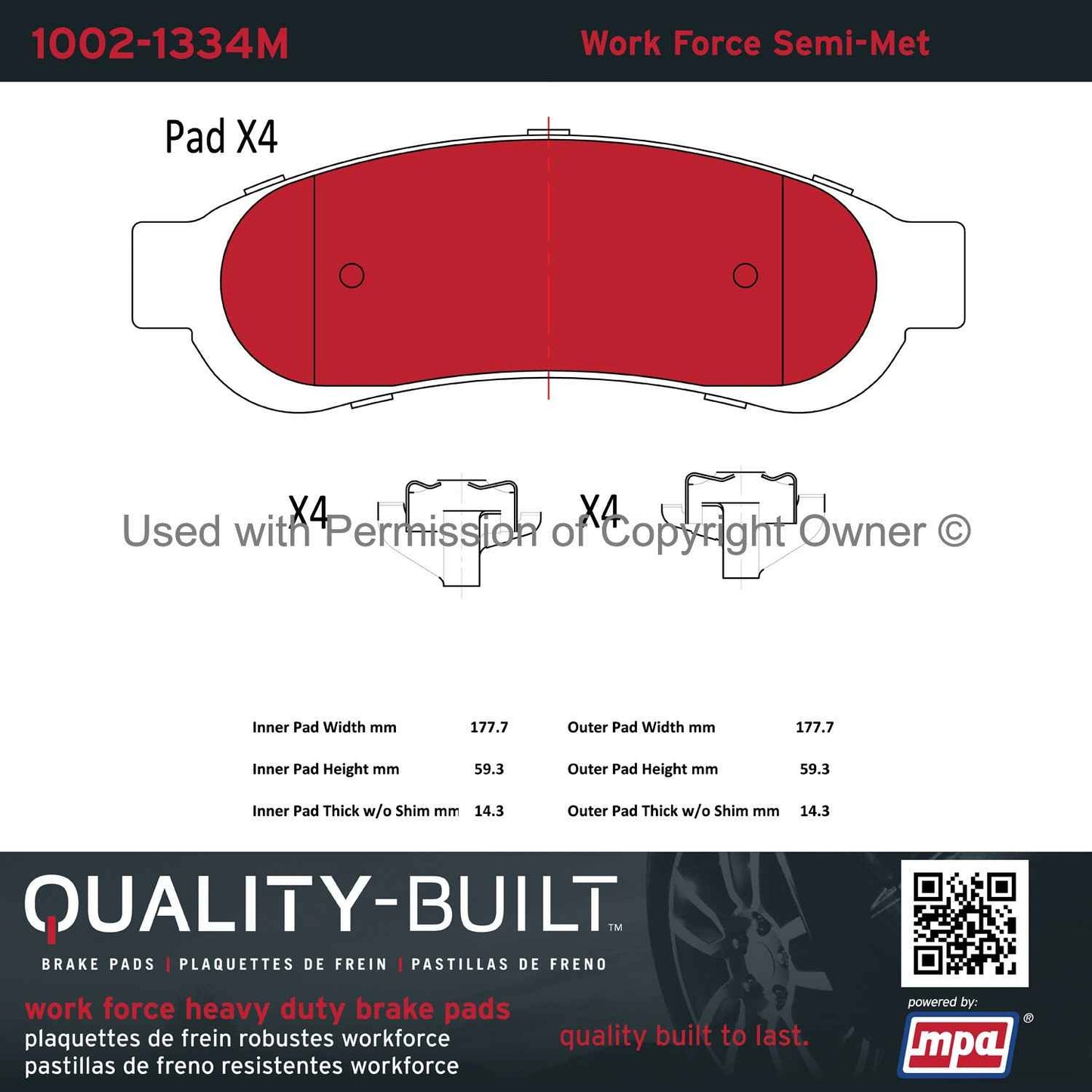 Other View of Rear Disc Brake Pad Set MPA 1002-1334M