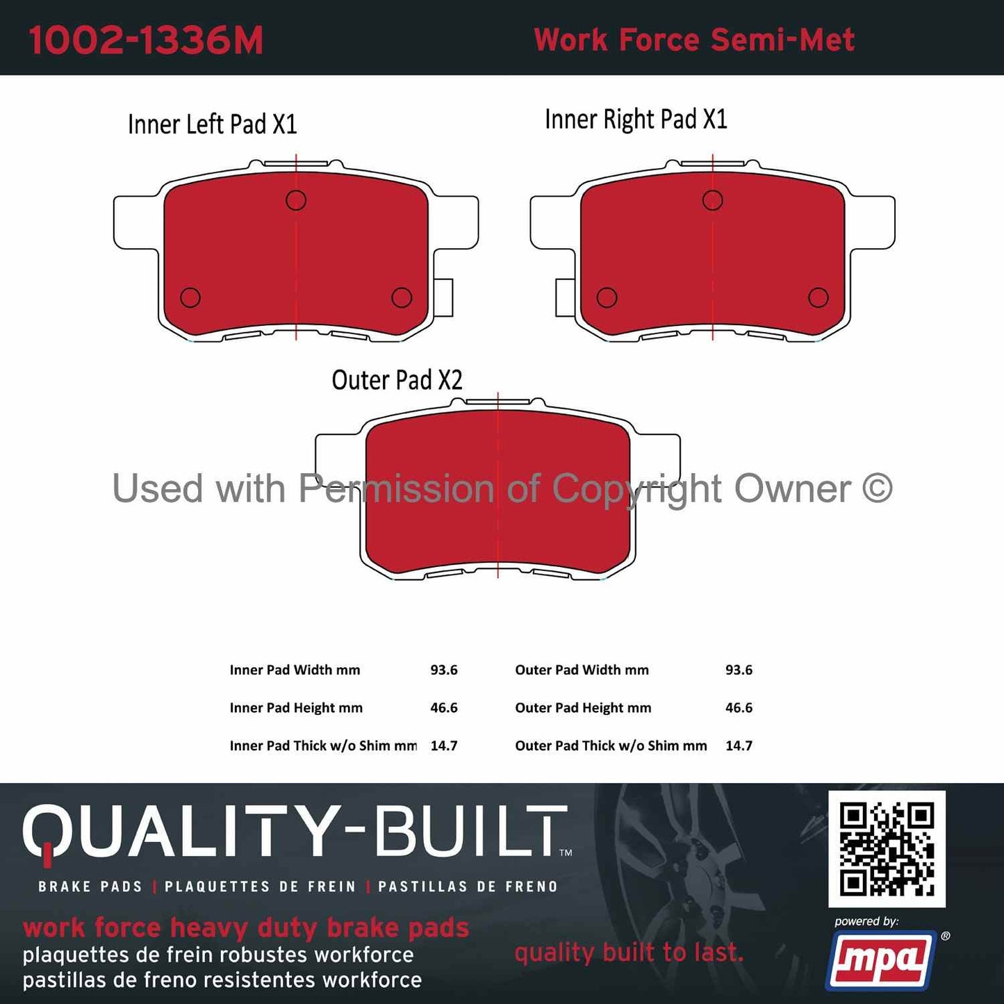 Other View of Rear Disc Brake Pad Set MPA 1002-1336M