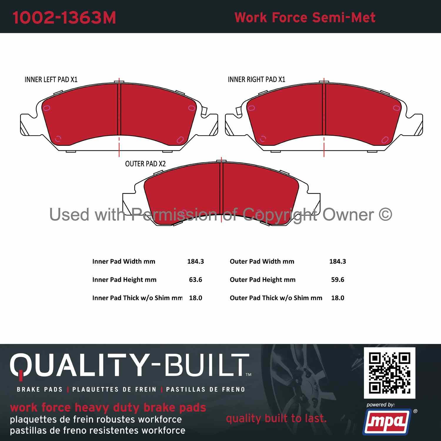 Other View of Front Disc Brake Pad Set MPA 1002-1363M