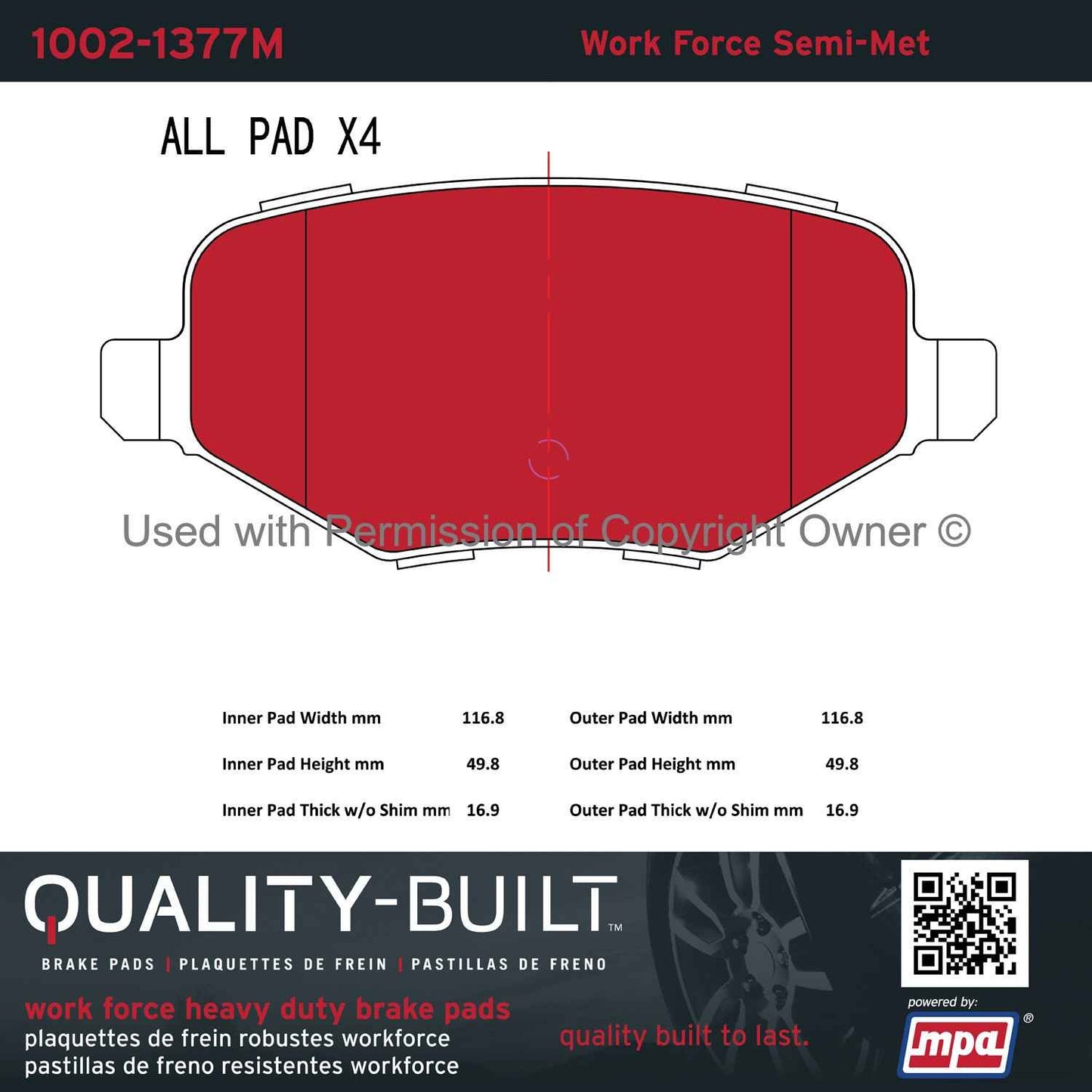 Other View of Rear Disc Brake Pad Set MPA 1002-1377M