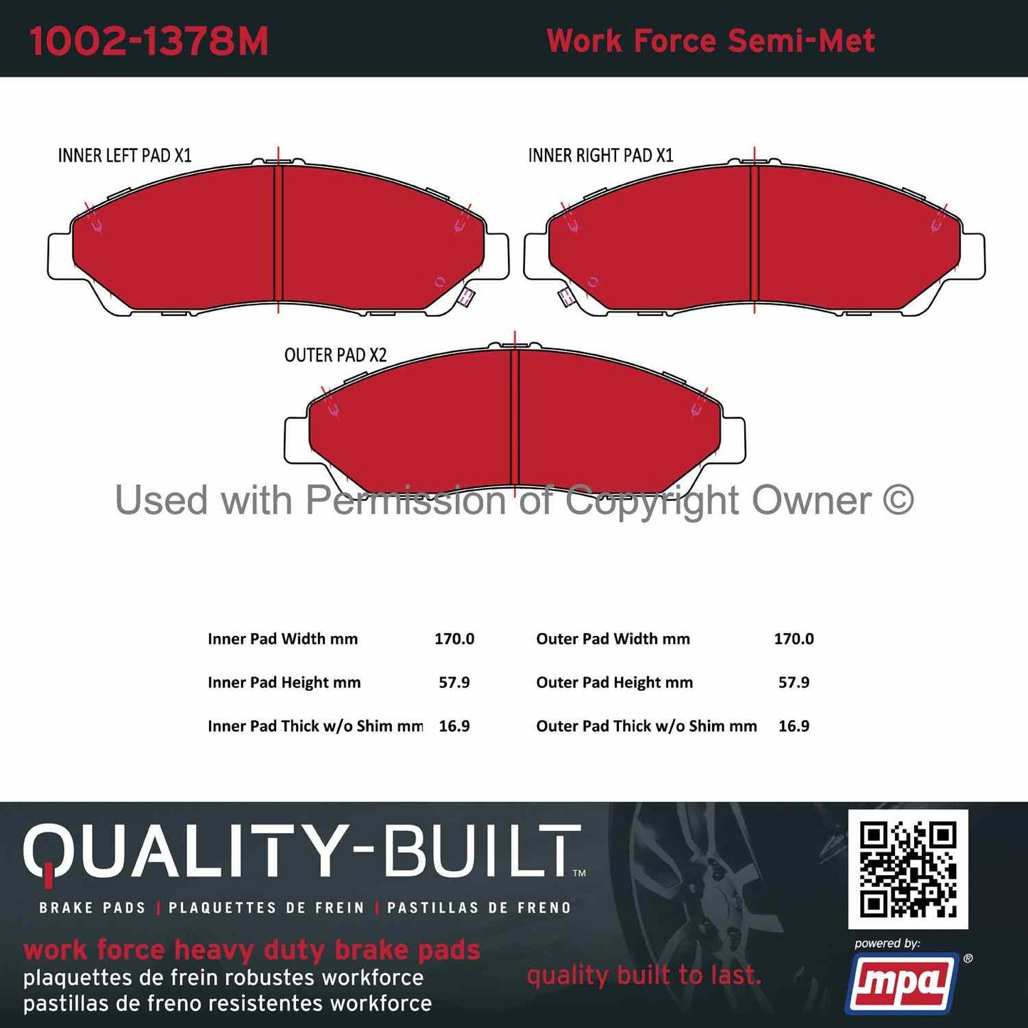 Other View of Front Disc Brake Pad Set MPA 1002-1378M