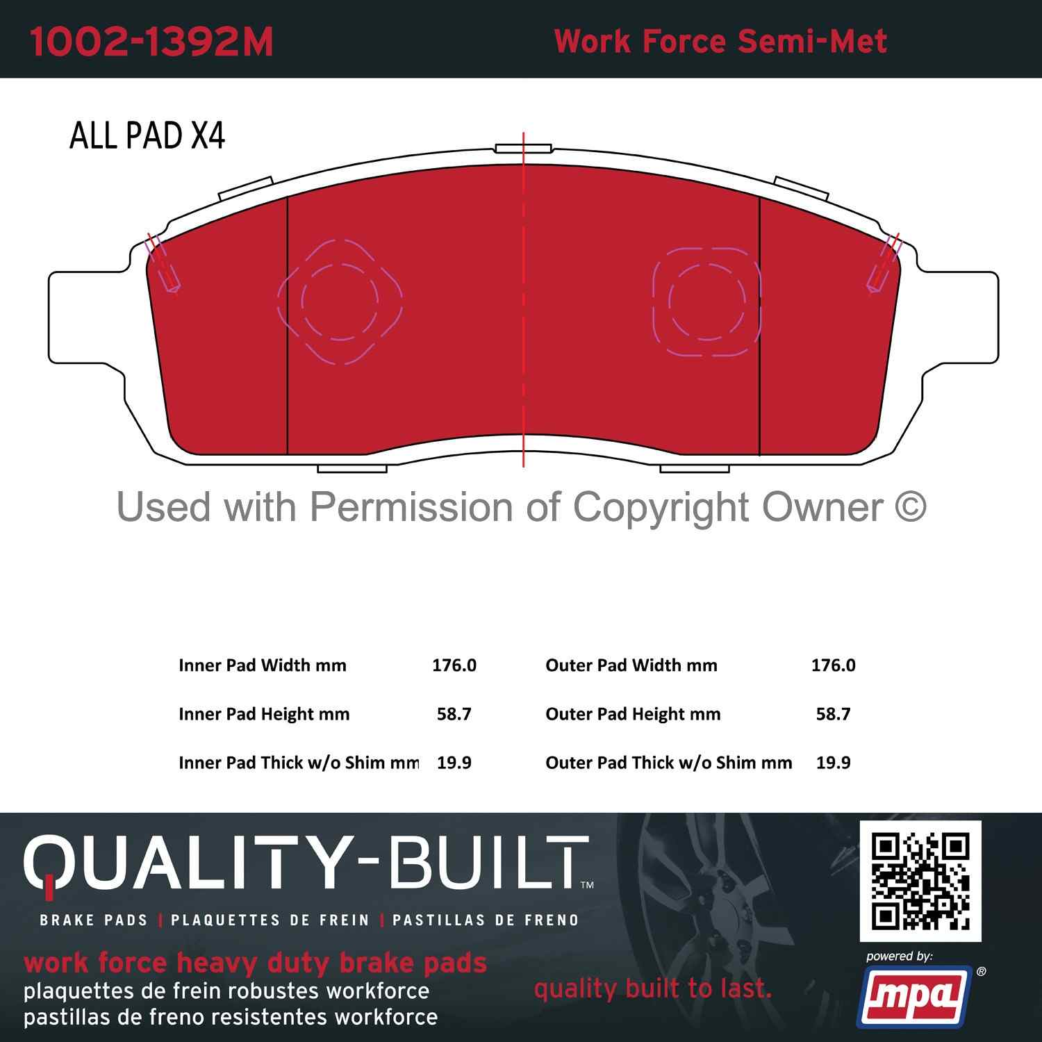 Other View of Front Disc Brake Pad Set MPA 1002-1392M