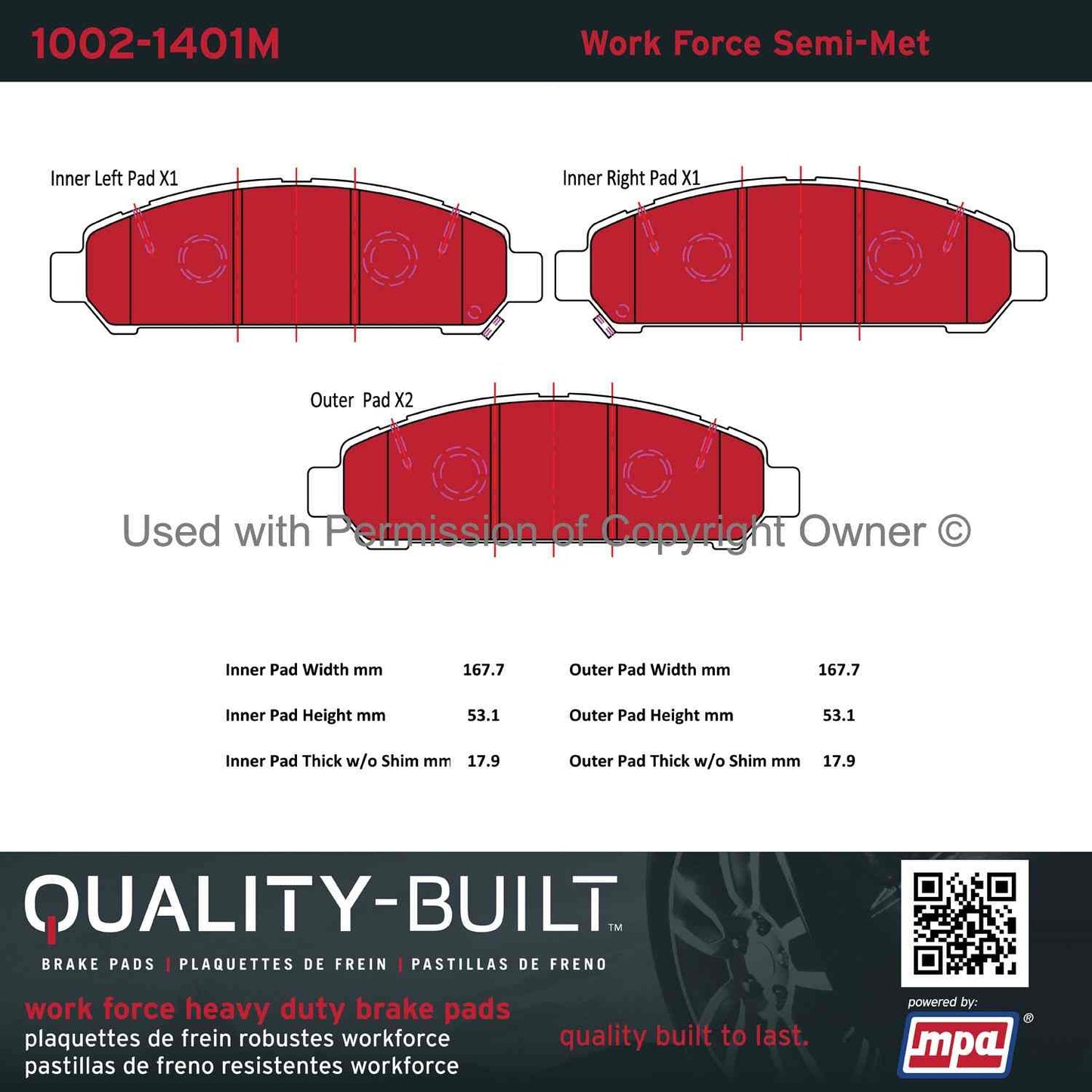 Other View of Front Disc Brake Pad Set MPA 1002-1401M