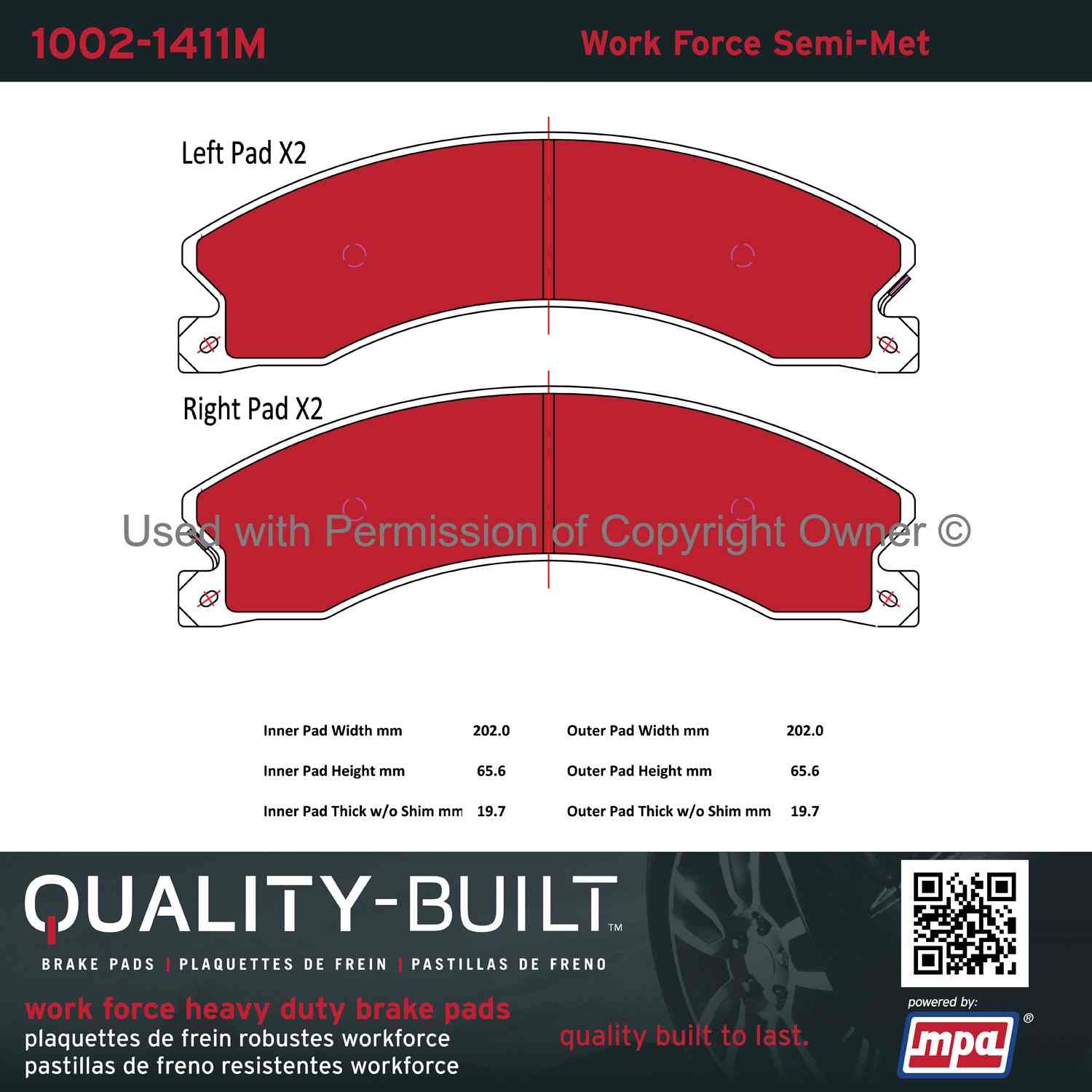 Other View of Rear Disc Brake Pad Set MPA 1002-1411M