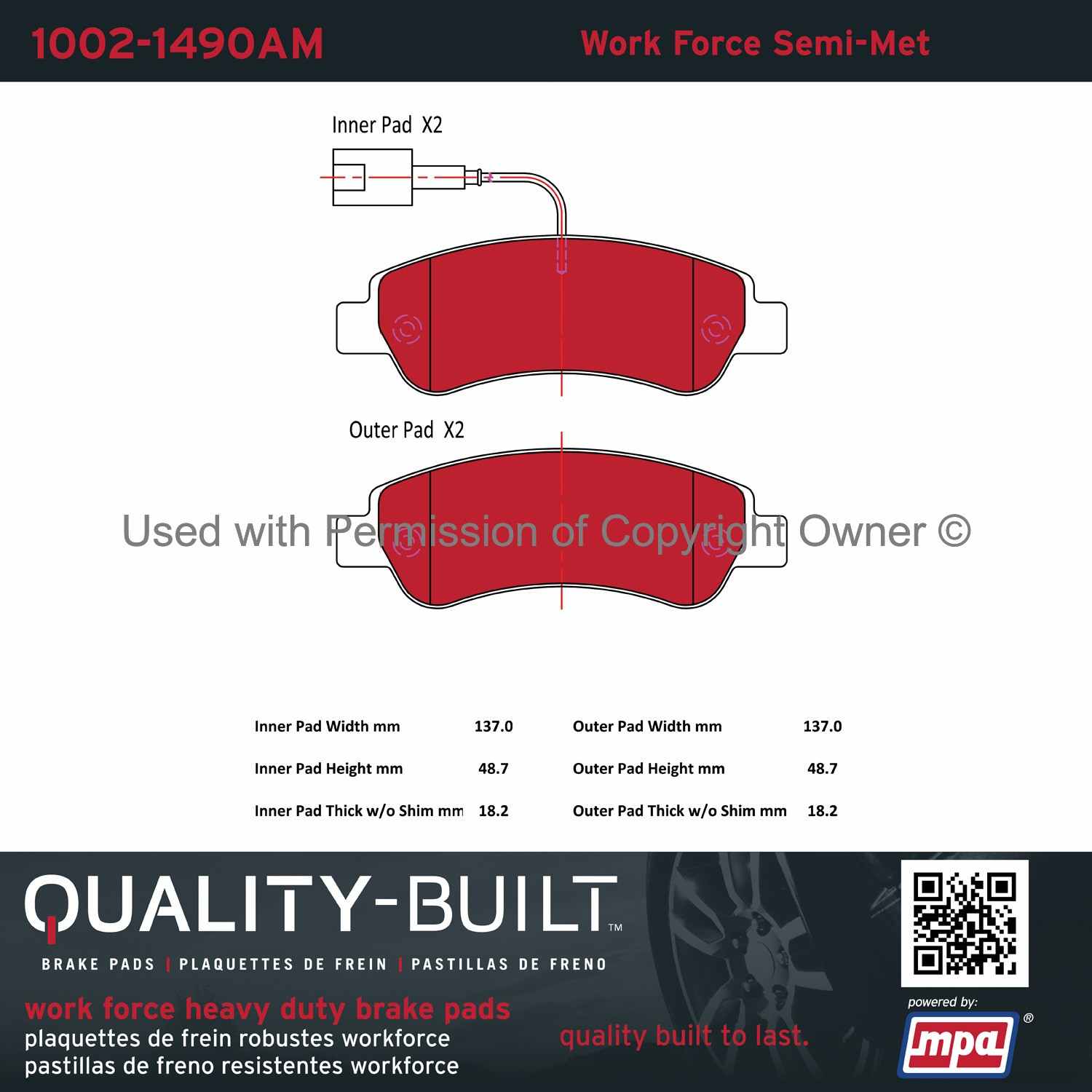 Other View of Rear Disc Brake Pad Set MPA 1002-1490AM