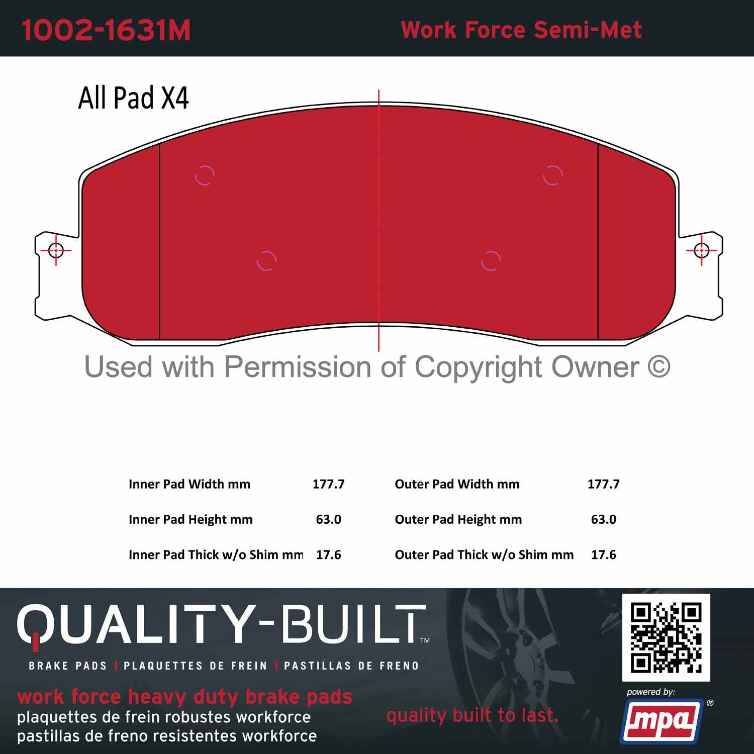 Other View of Front Disc Brake Pad Set MPA 1002-1631M