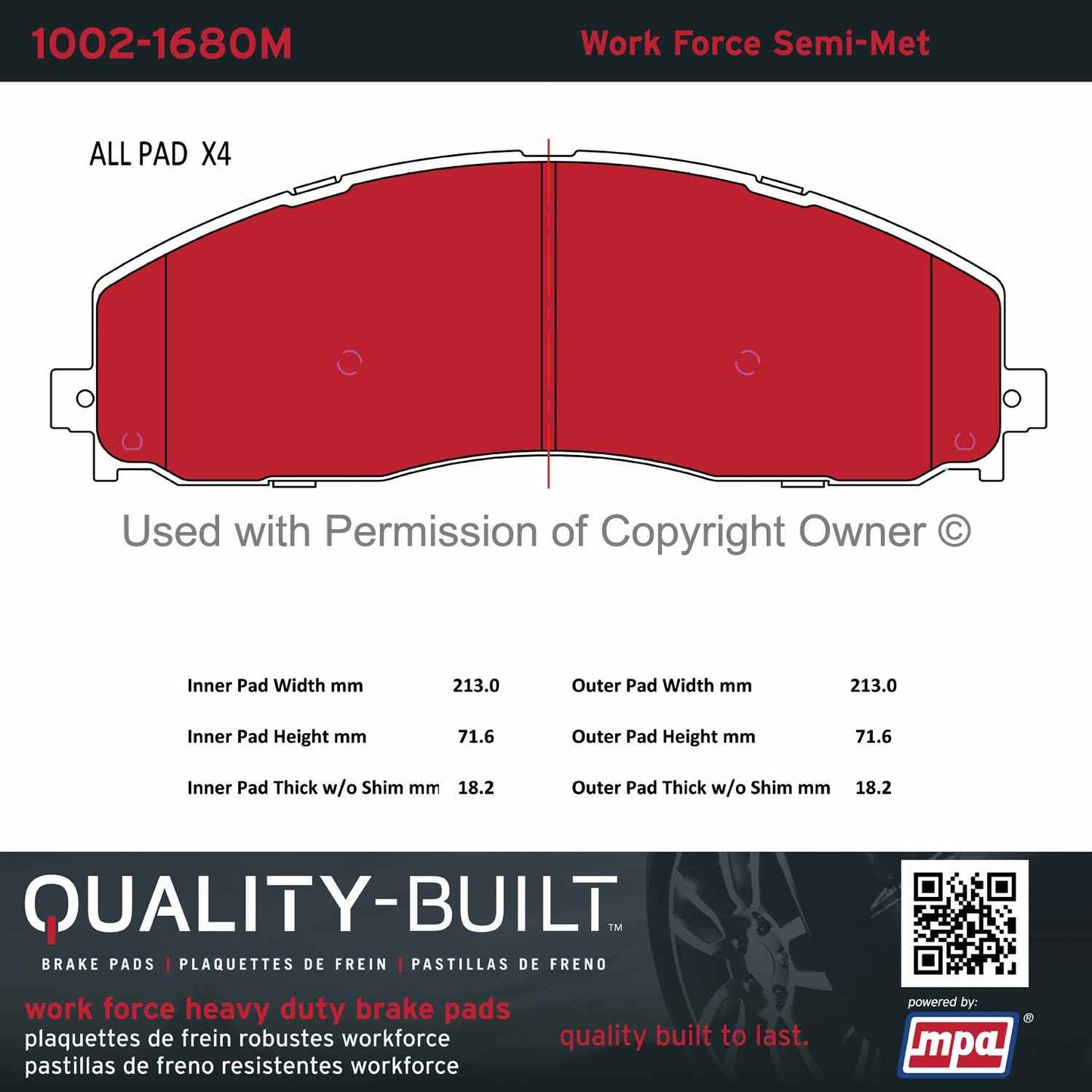 Other View of Front Disc Brake Pad Set MPA 1002-1680M