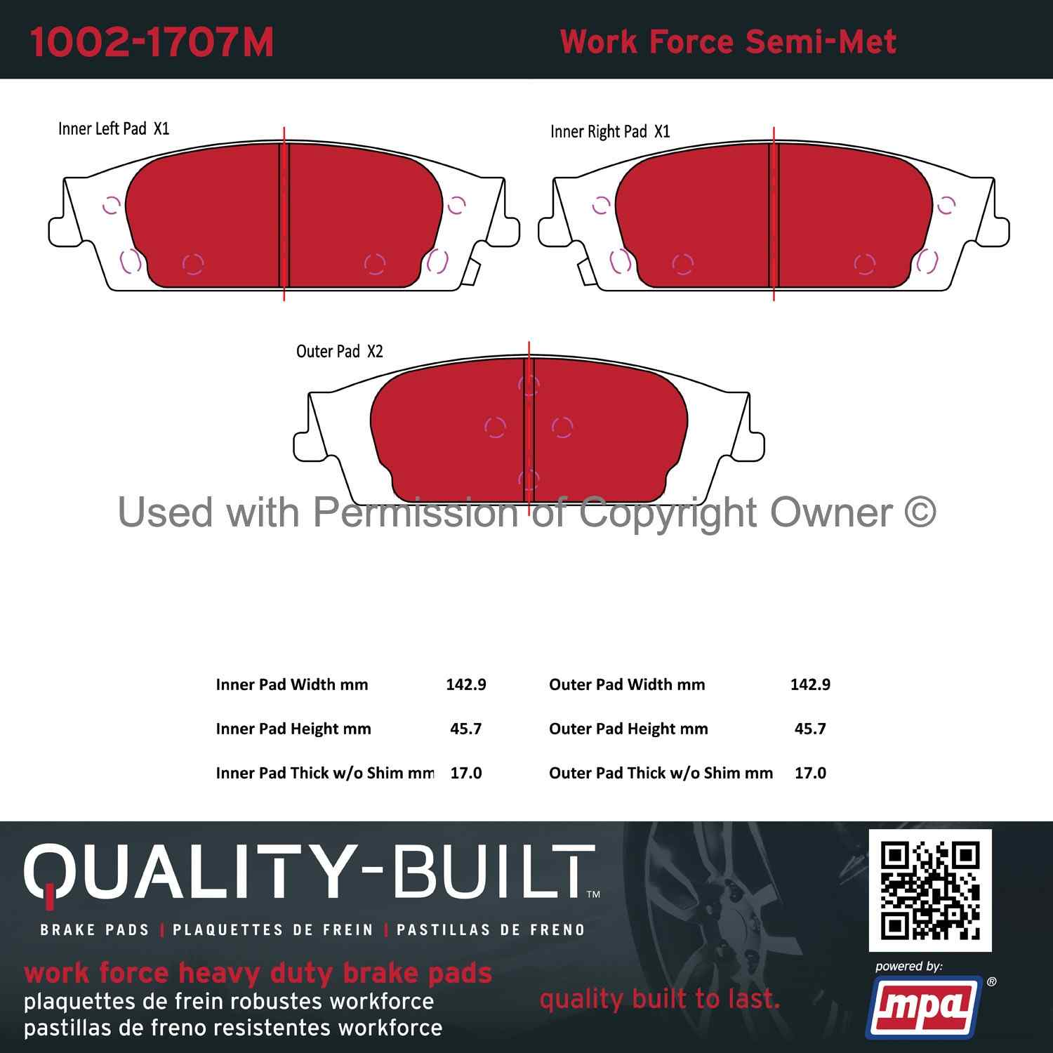 Other View of Rear Disc Brake Pad Set MPA 1002-1707M