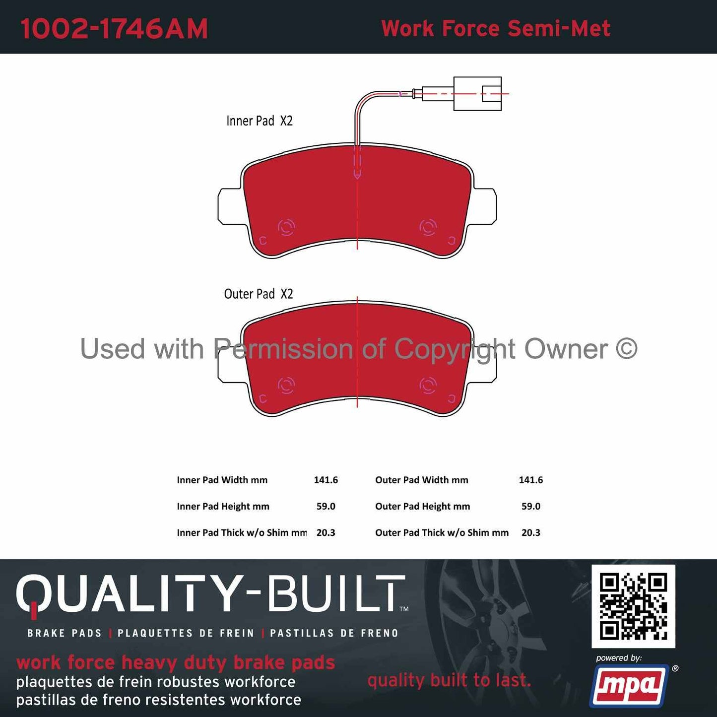 Other View of Rear Disc Brake Pad Set MPA 1002-1746AM