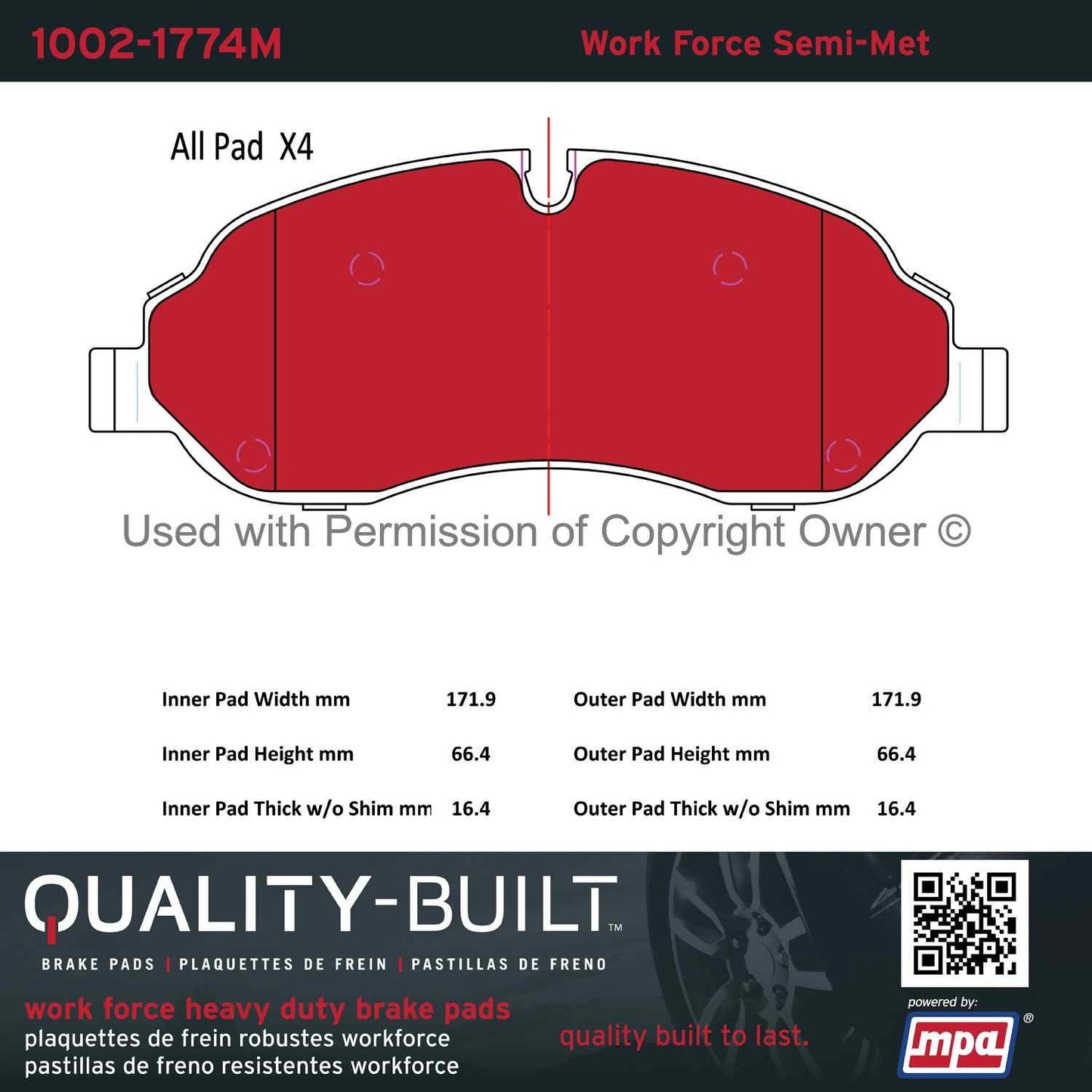 Other View of Front Disc Brake Pad Set MPA 1002-1774M