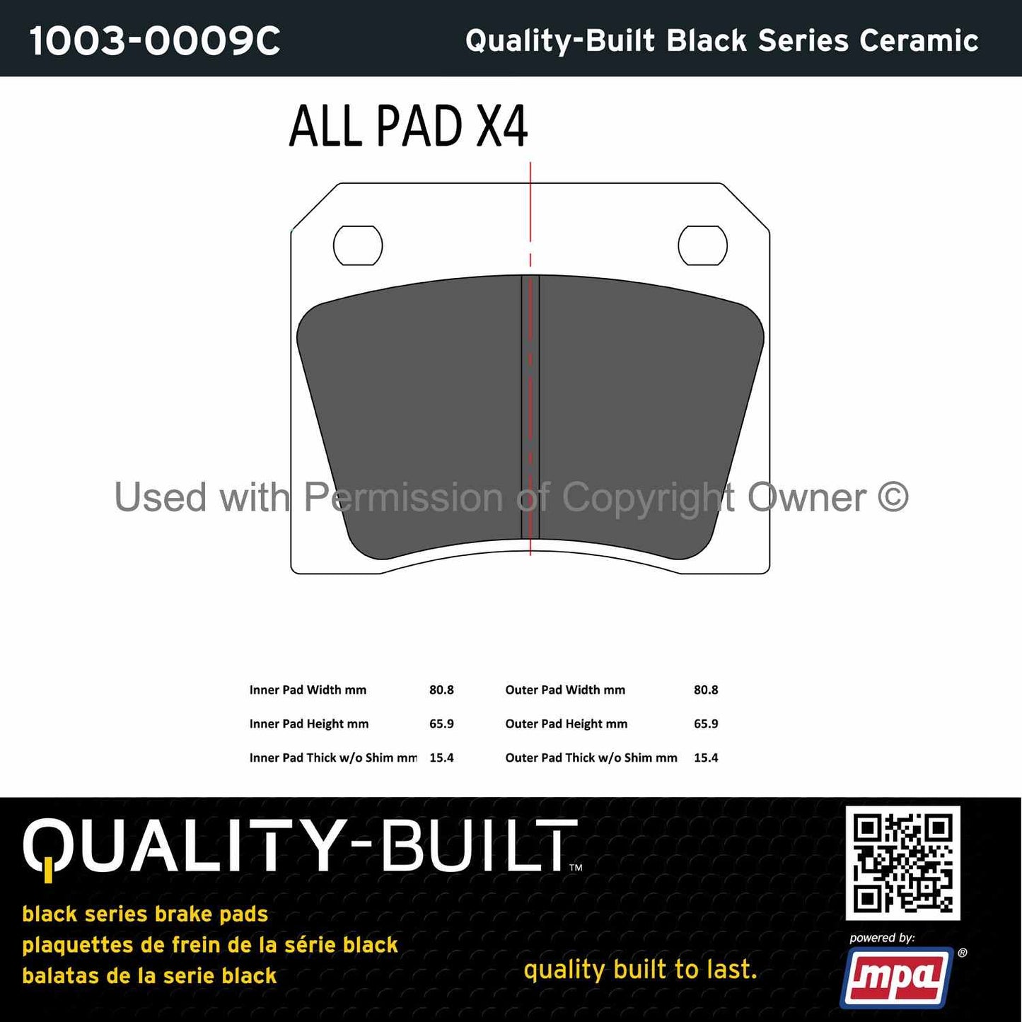 Other View of Rear Disc Brake Pad Set MPA 1003-0009C