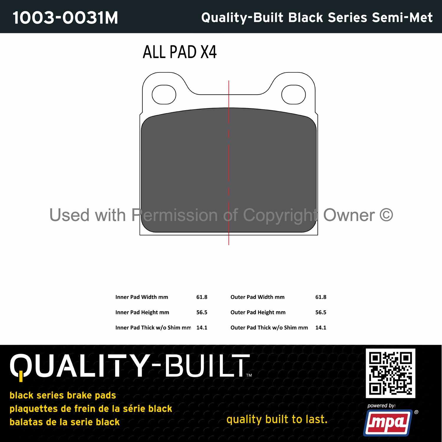 Other View of Front Disc Brake Pad Set MPA 1003-0031M