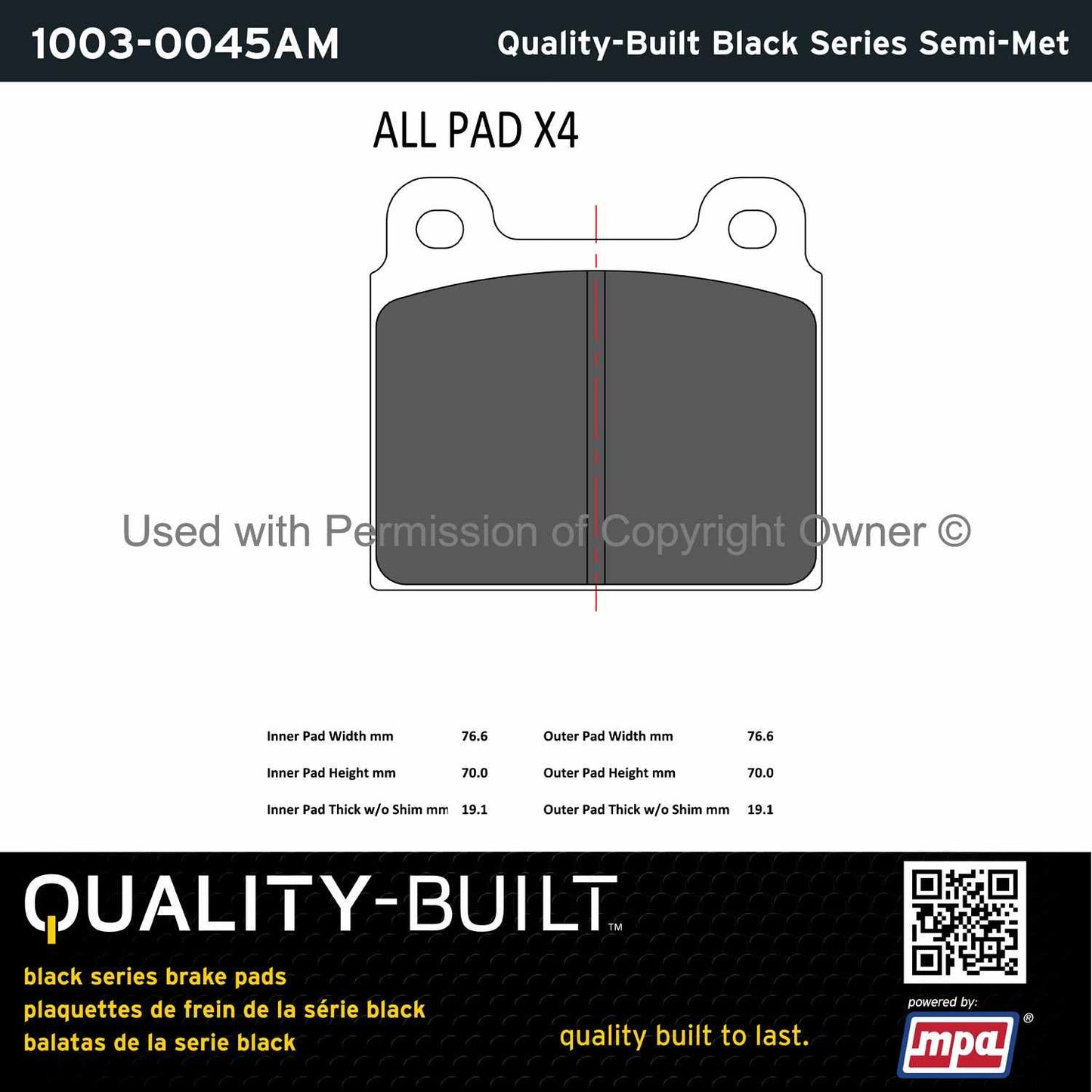 Other View of Front Disc Brake Pad Set MPA 1003-0045AM