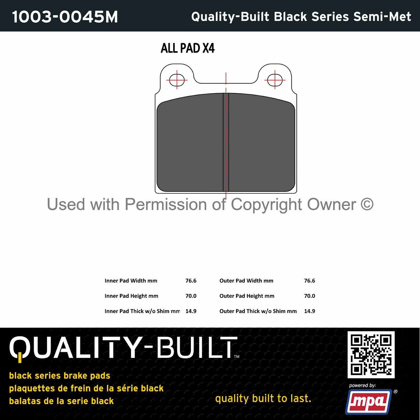 Other View of Front Disc Brake Pad Set MPA 1003-0045M