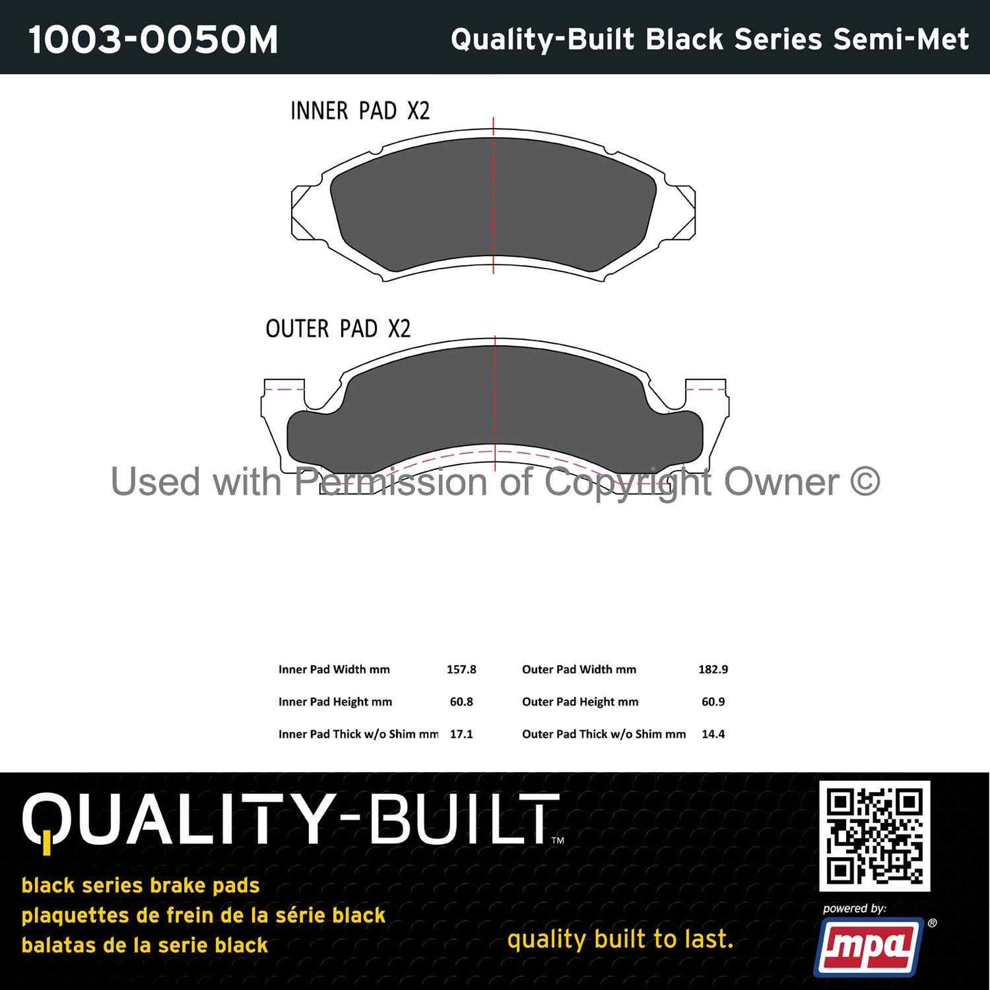 Other View of Front Disc Brake Pad Set MPA 1003-0050M