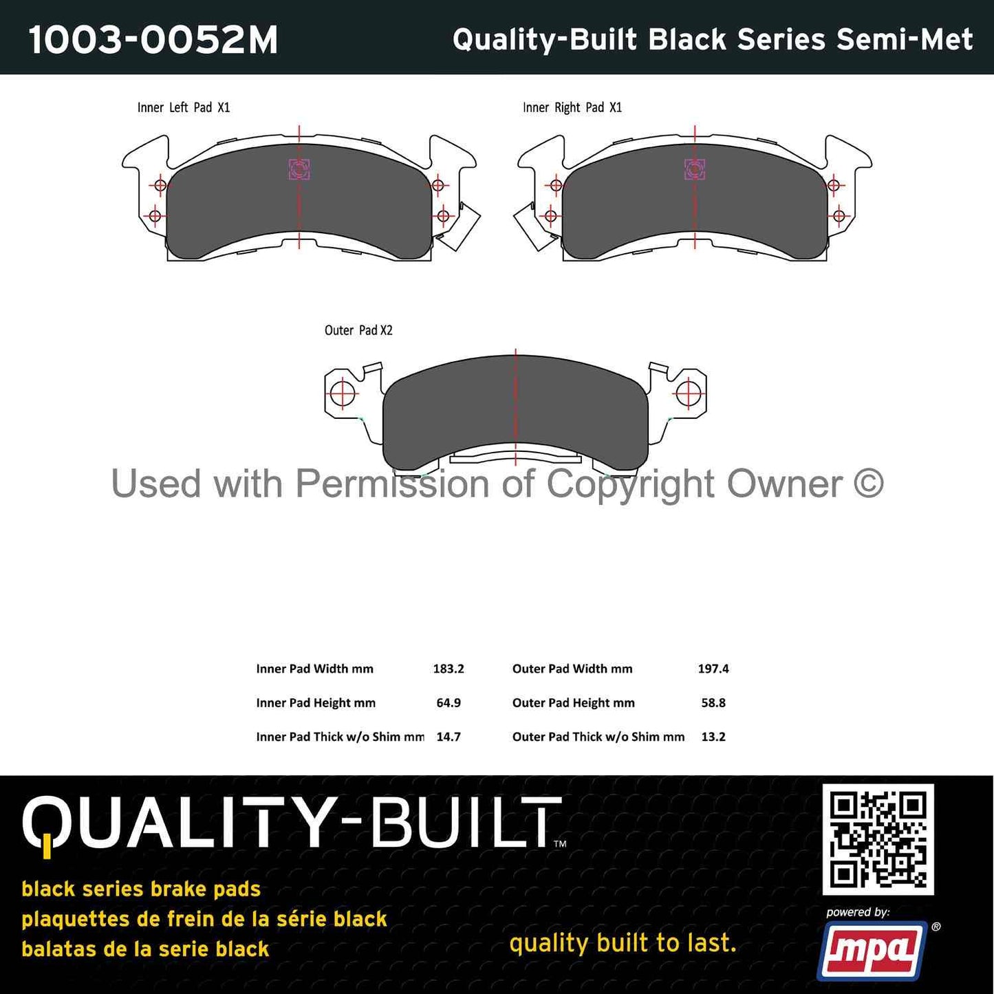 Other View of Front Disc Brake Pad Set MPA 1003-0052M