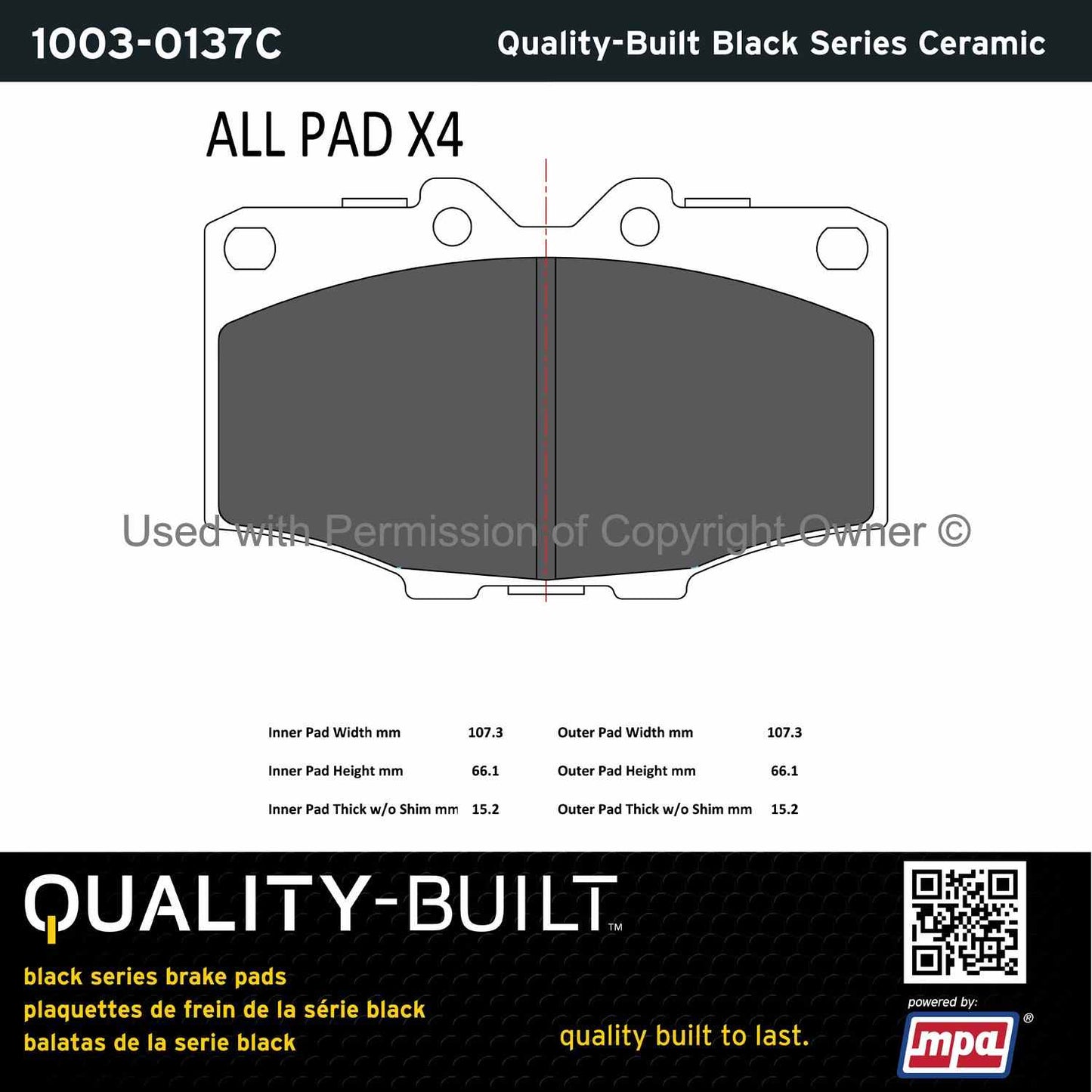 Other View of Front Disc Brake Pad Set MPA 1003-0137C