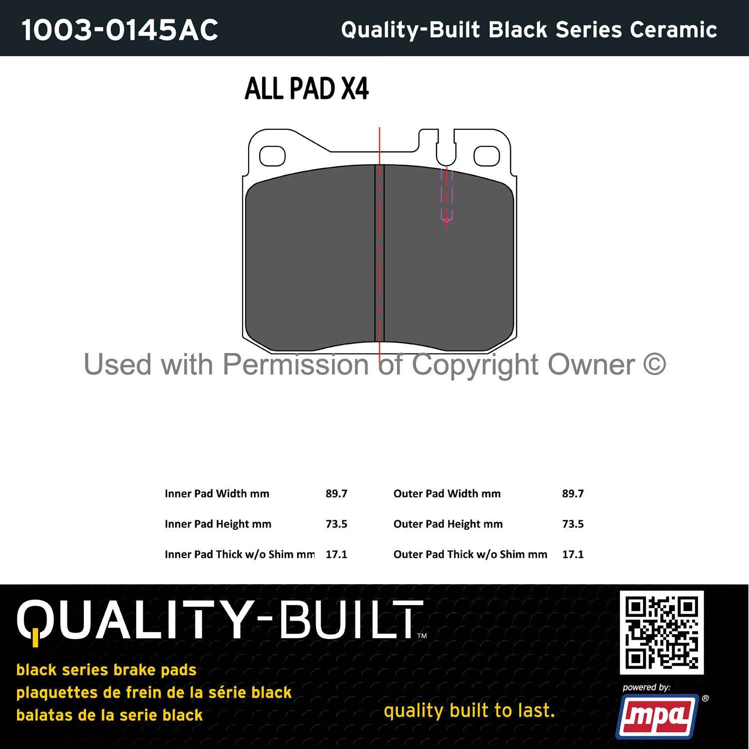 Other View of Front Disc Brake Pad Set MPA 1003-0145AC