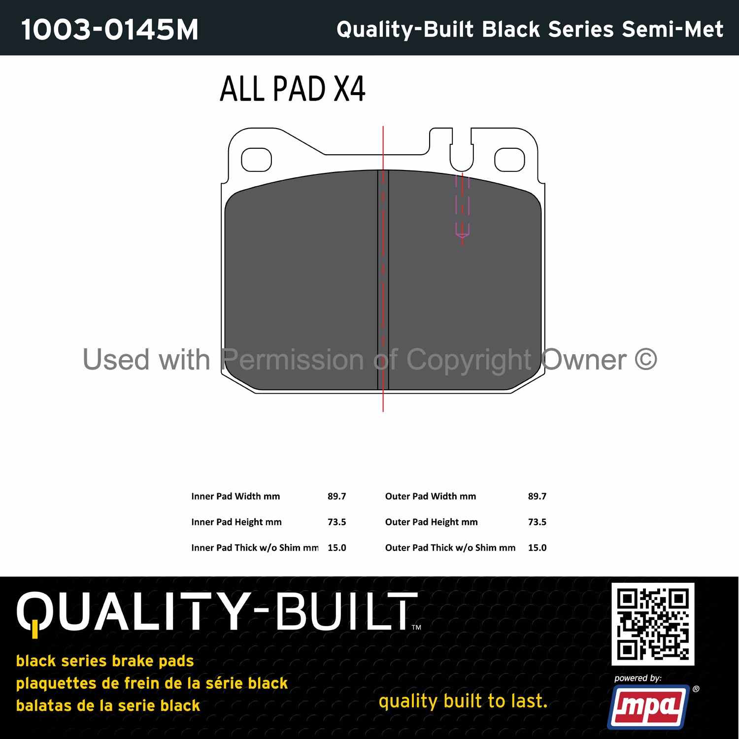 Other View of Front Disc Brake Pad Set MPA 1003-0145M