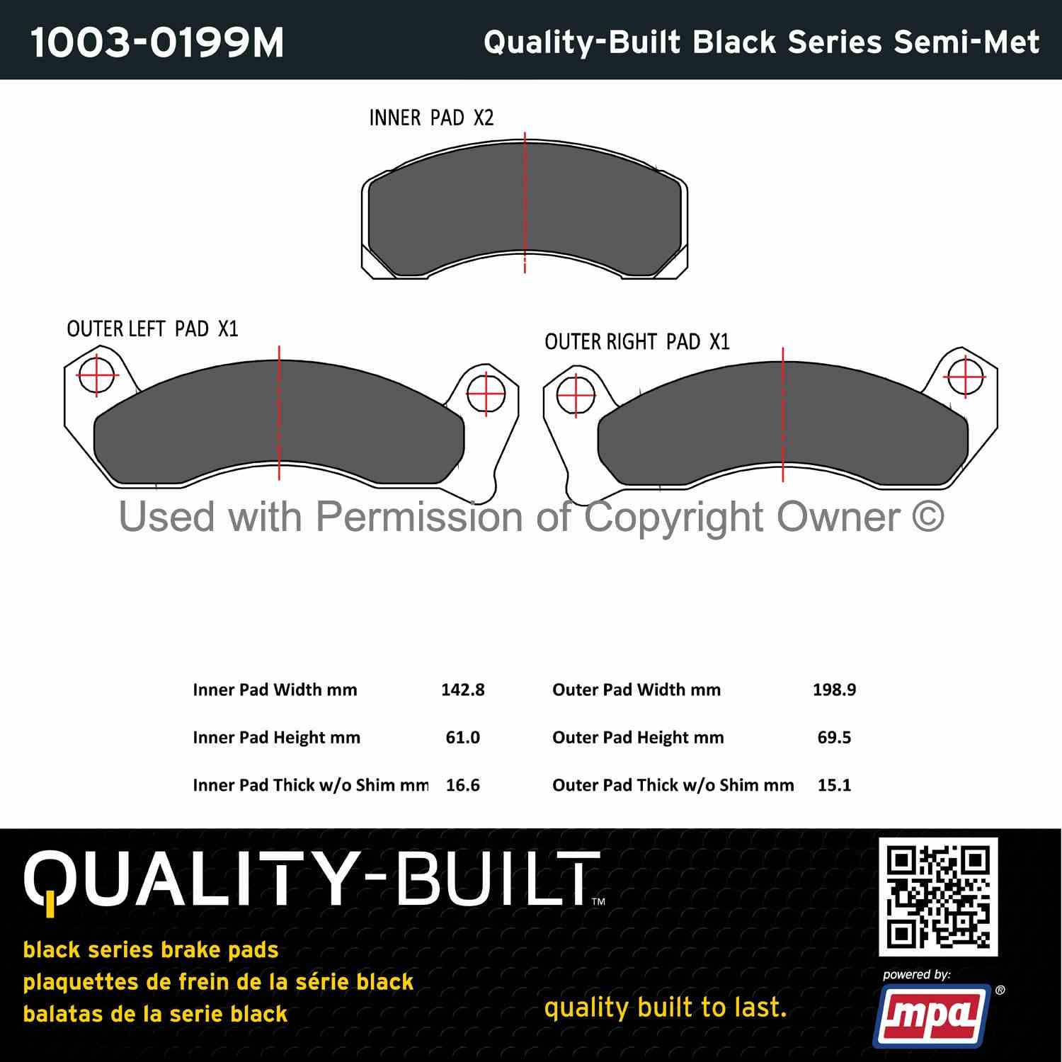 Other View of Front Disc Brake Pad Set MPA 1003-0199M