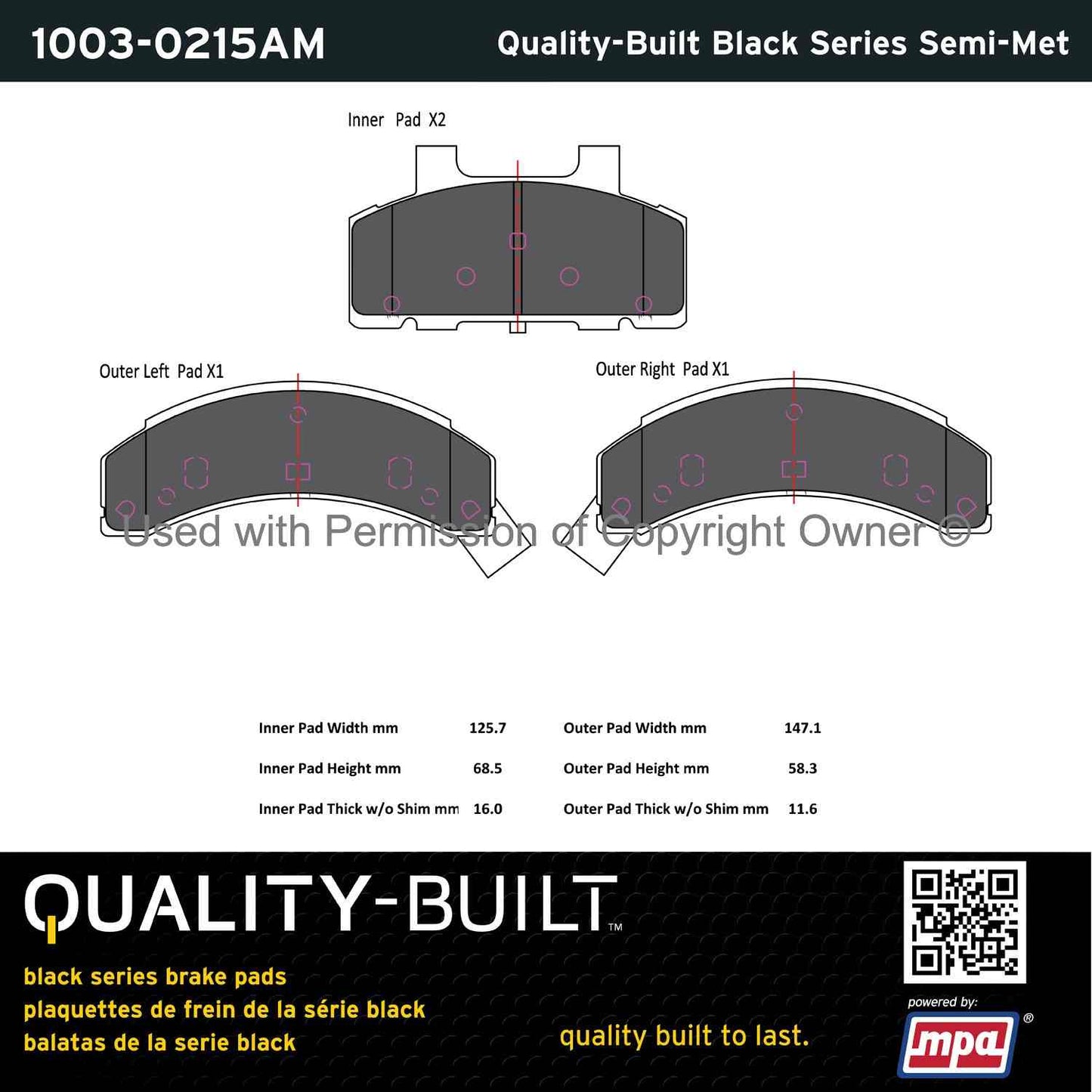 Other View of Front Disc Brake Pad Set MPA 1003-0215AM