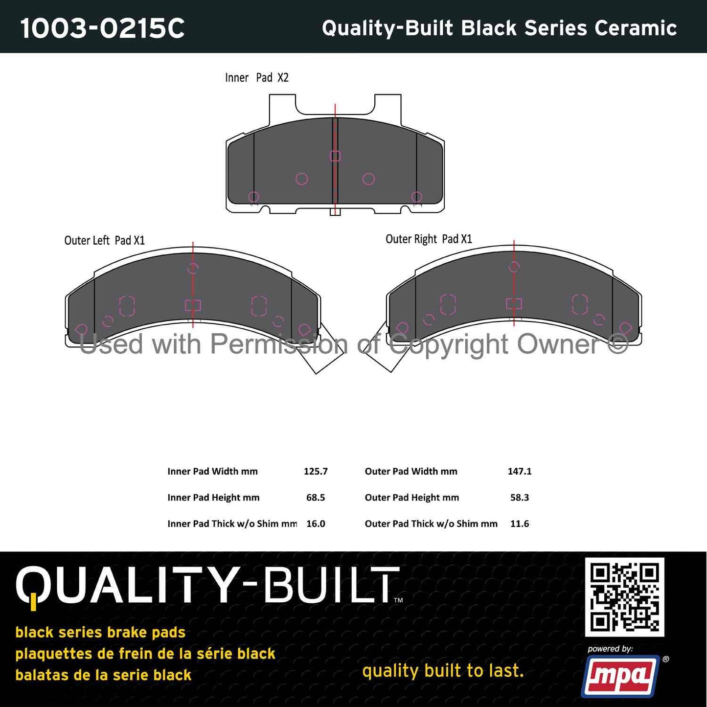 Other View of Front Disc Brake Pad Set MPA 1003-0215C