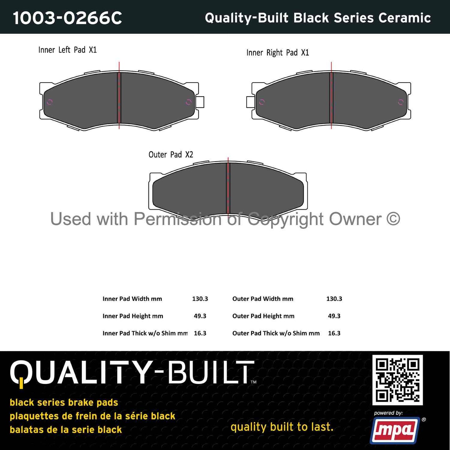 Other View of Front Disc Brake Pad Set MPA 1003-0266C