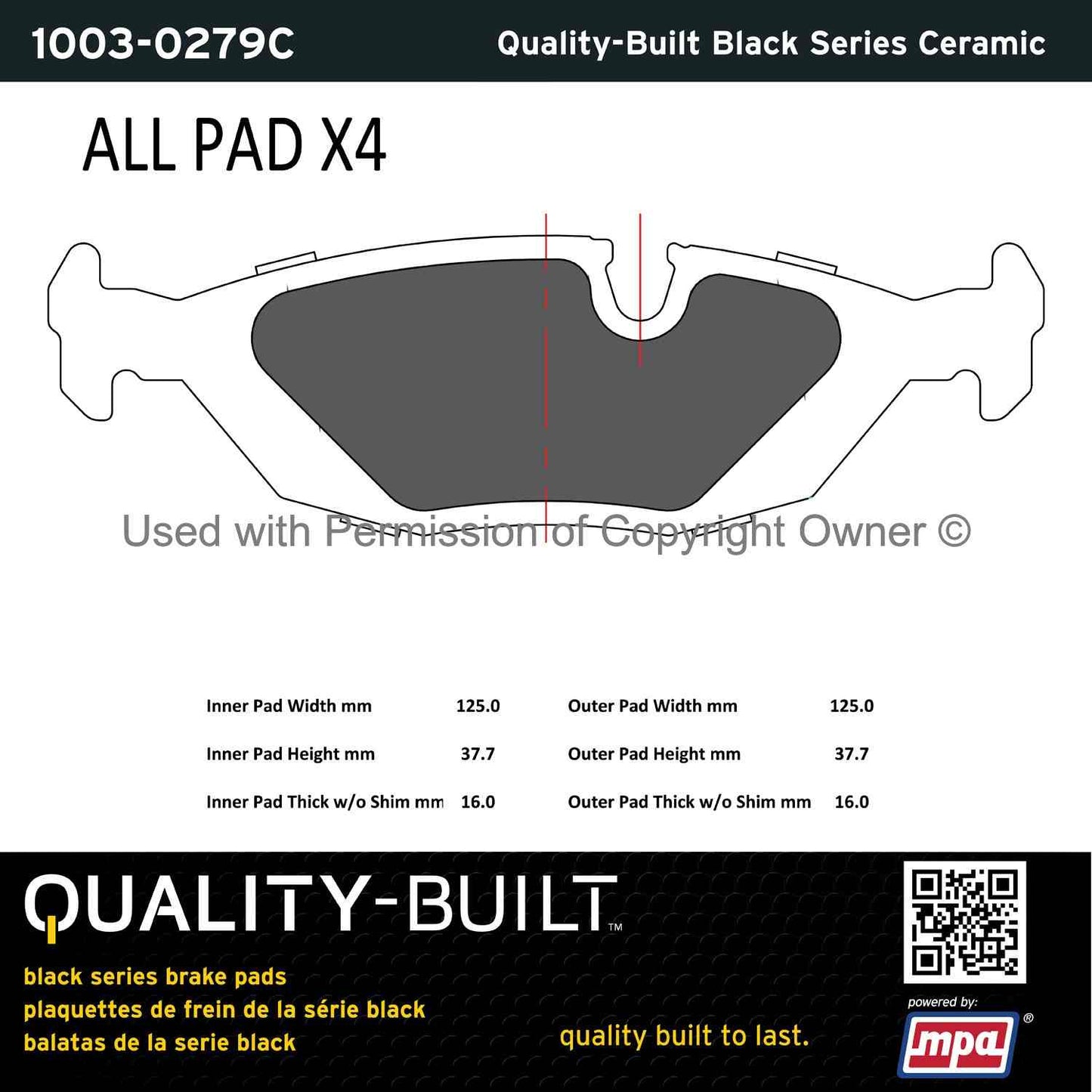 Other View of Rear Disc Brake Pad Set MPA 1003-0279C