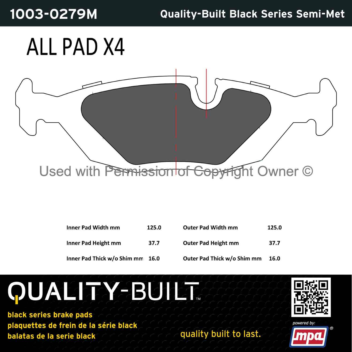 Other View of Rear Disc Brake Pad Set MPA 1003-0279M