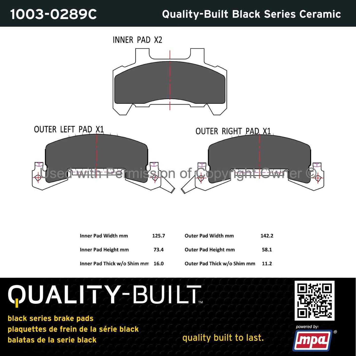 Other View of Front Disc Brake Pad Set MPA 1003-0289C