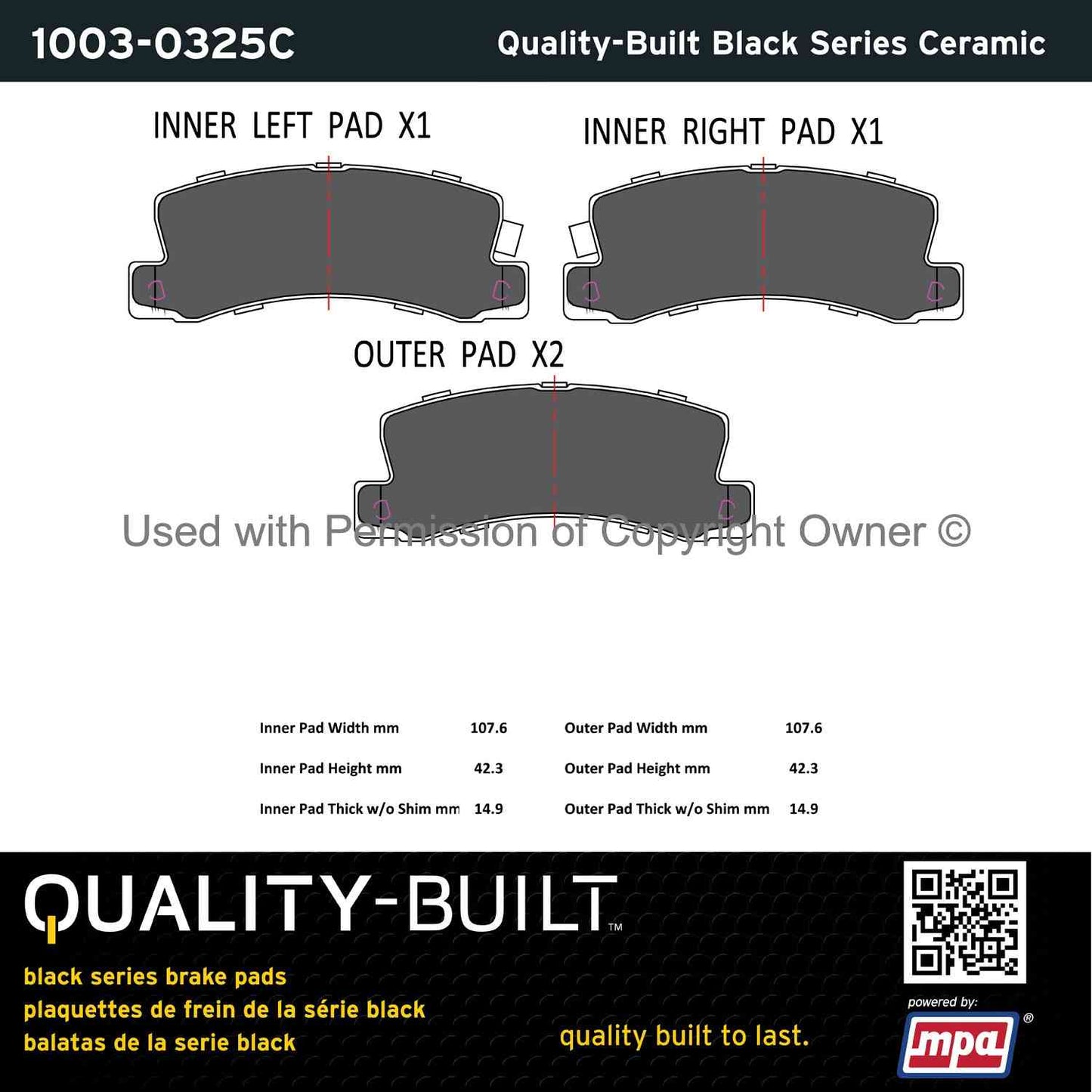 Other View of Rear Disc Brake Pad Set MPA 1003-0325C